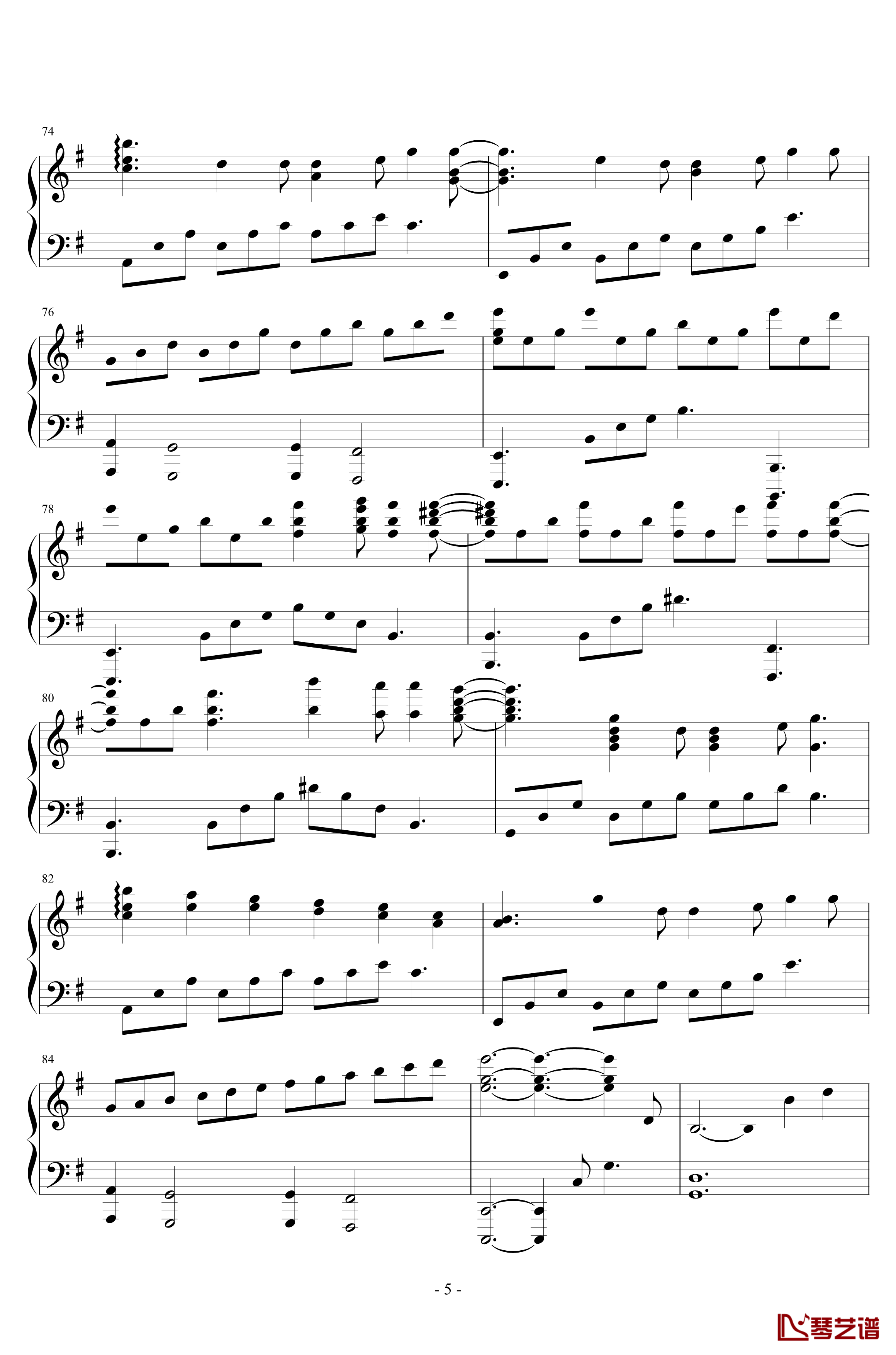 E小调布列舞曲钢琴谱-权力的游戏-巴赫5