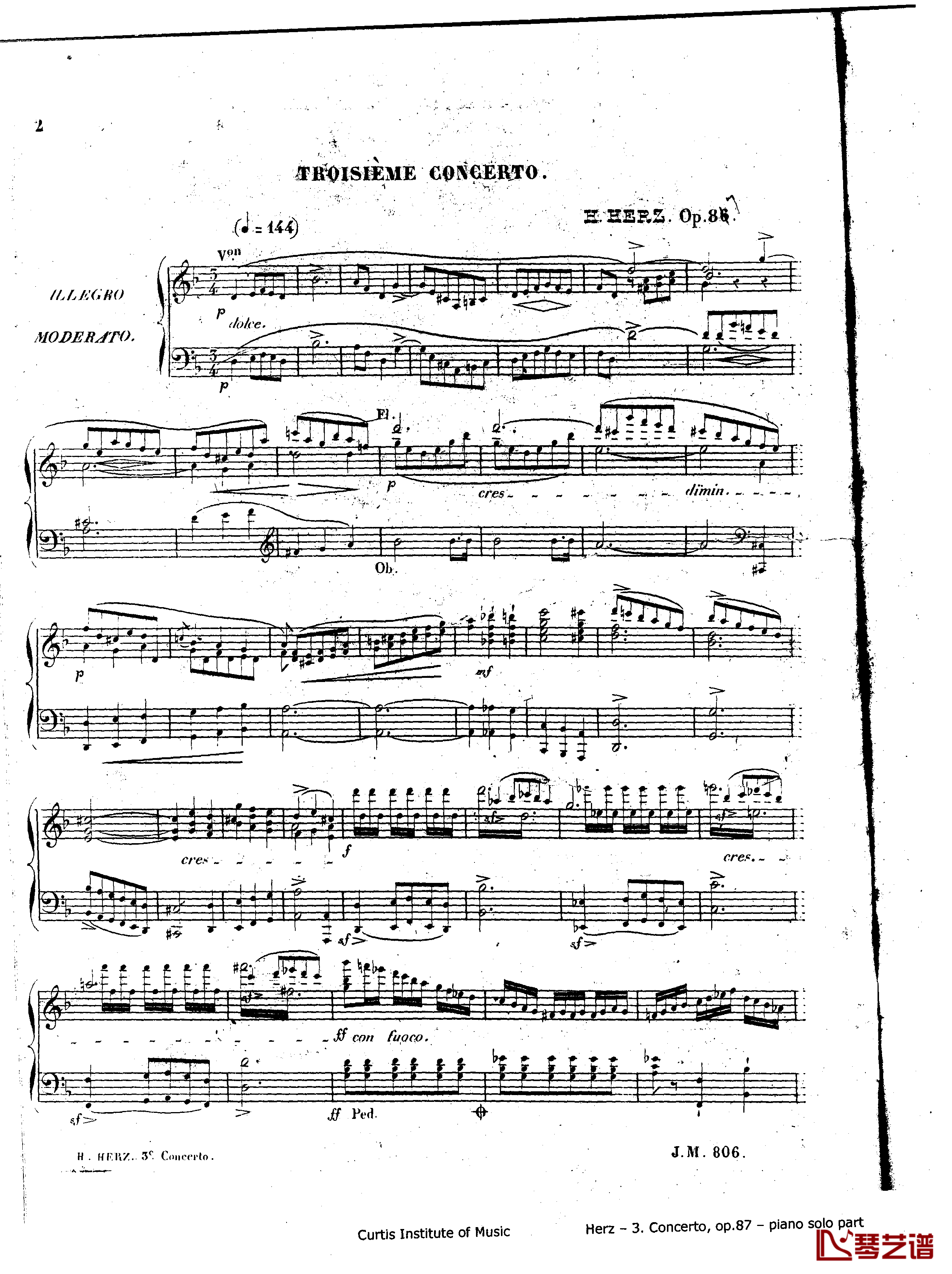 d小调第三钢琴协奏曲Op.87钢琴谱-赫尔兹2
