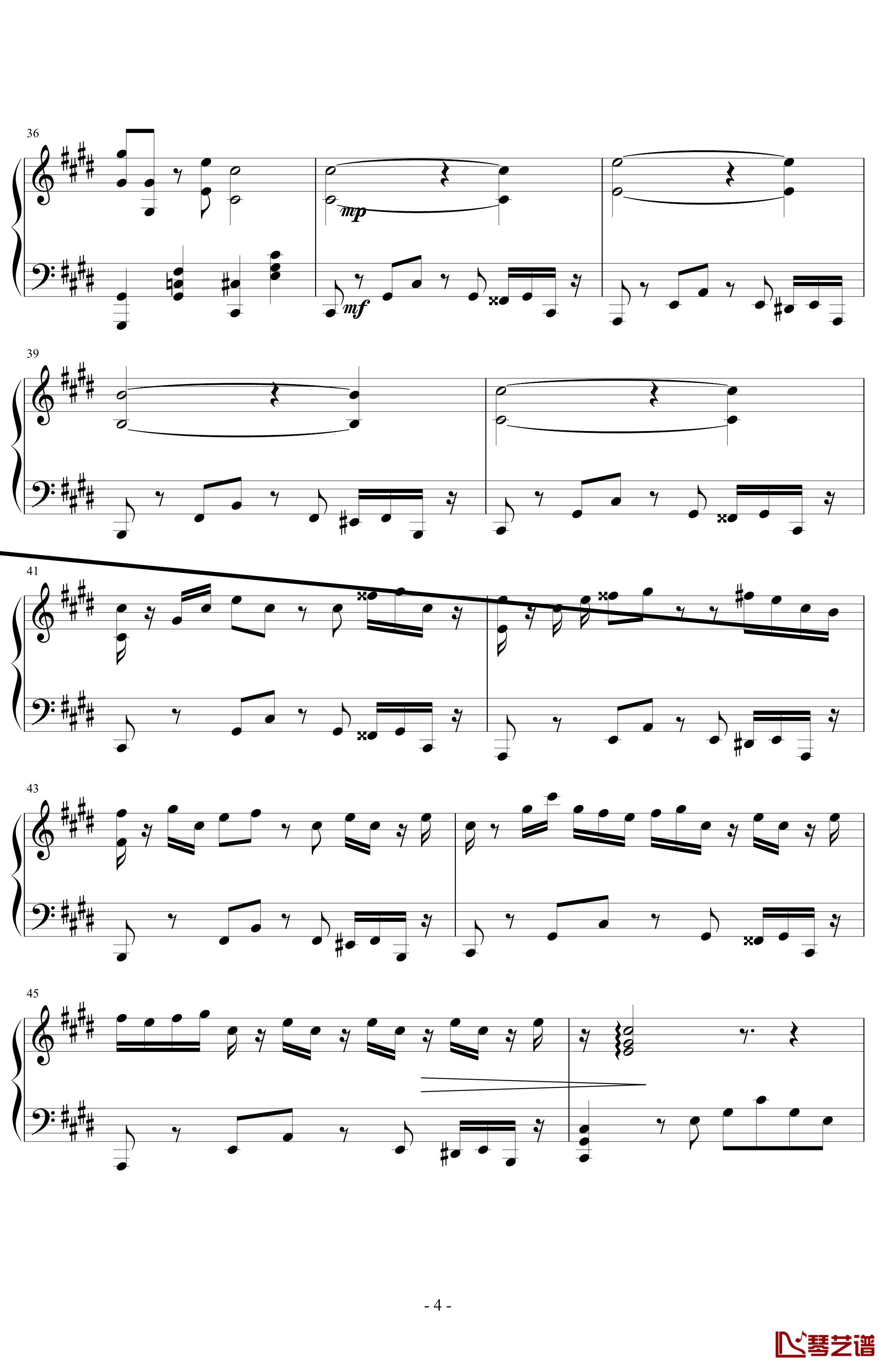 当心月光钢琴谱-贝多芬-beethoven4