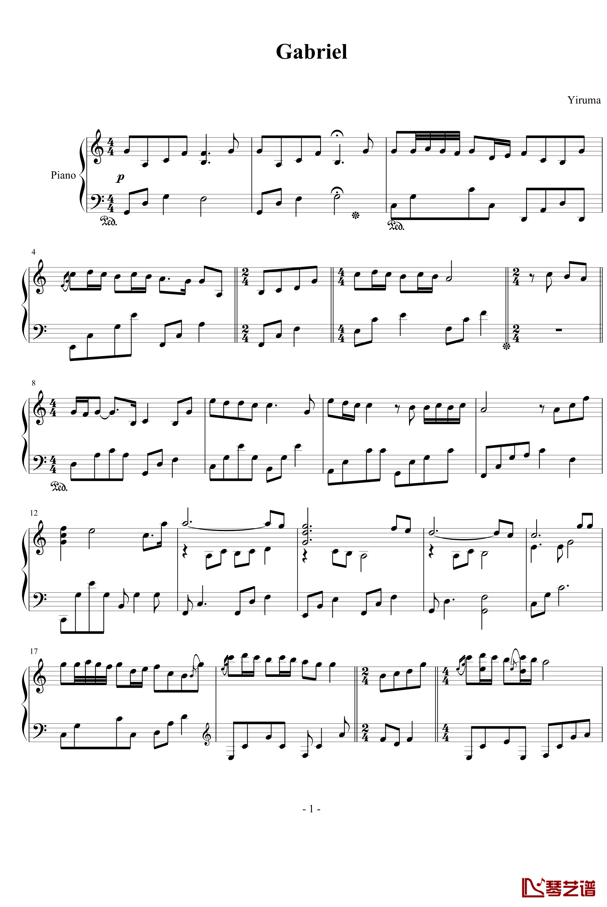 Gabriel钢琴谱-Yiruma1