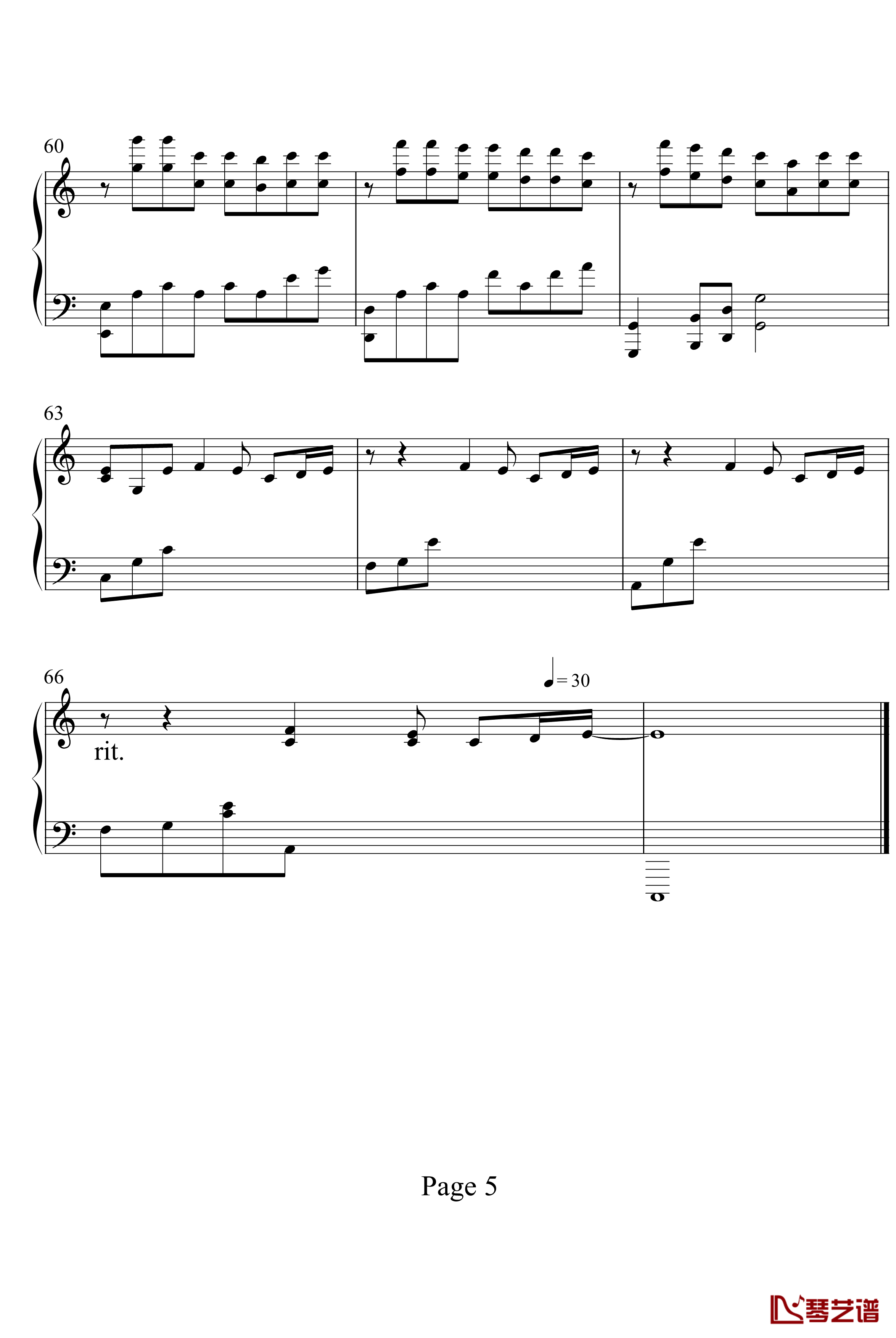 安静钢琴谱-演奏版-周杰伦5
