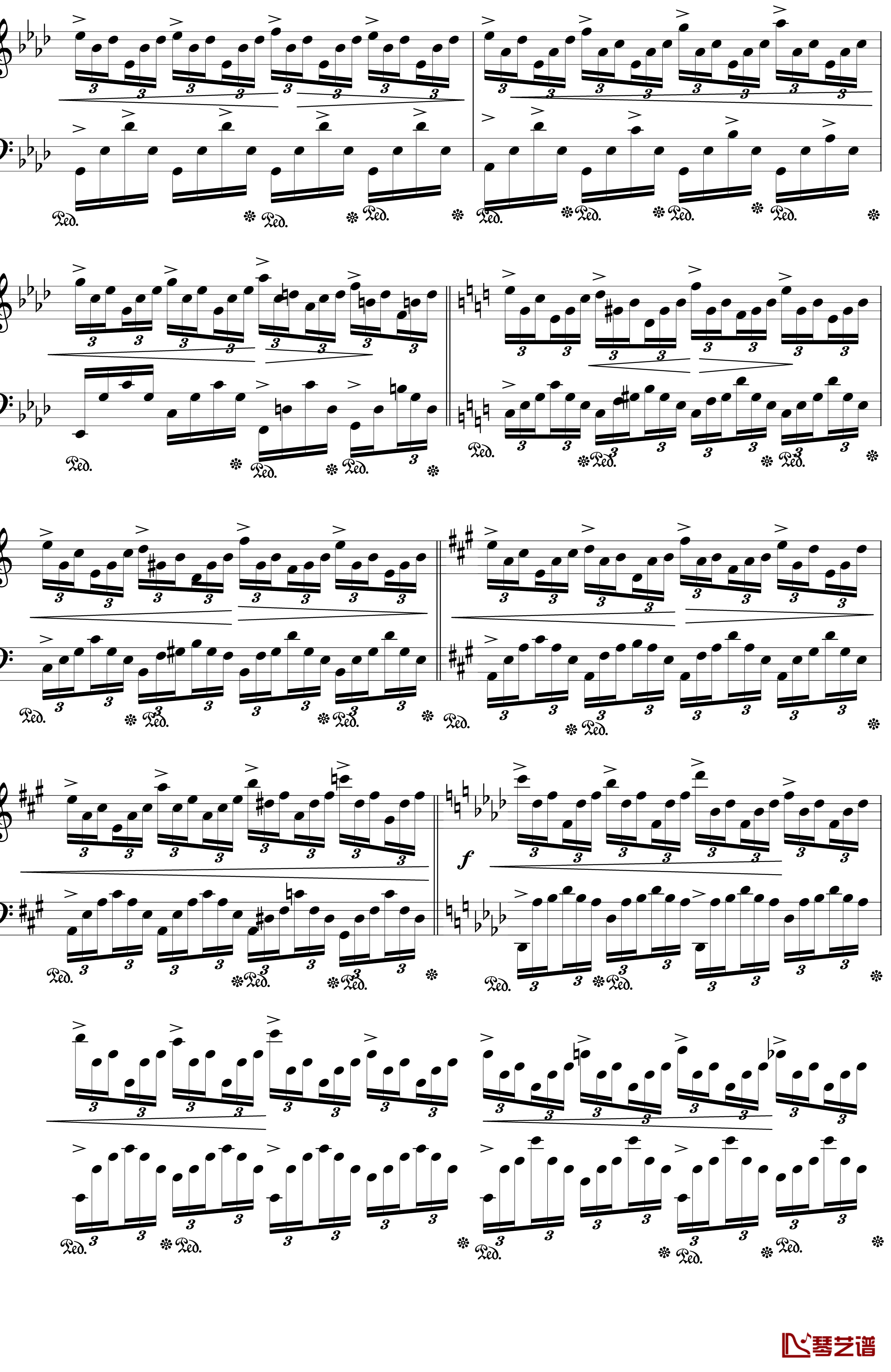 肖邦练习曲OP25NO1钢琴谱-竖琴-肖邦-chopin3