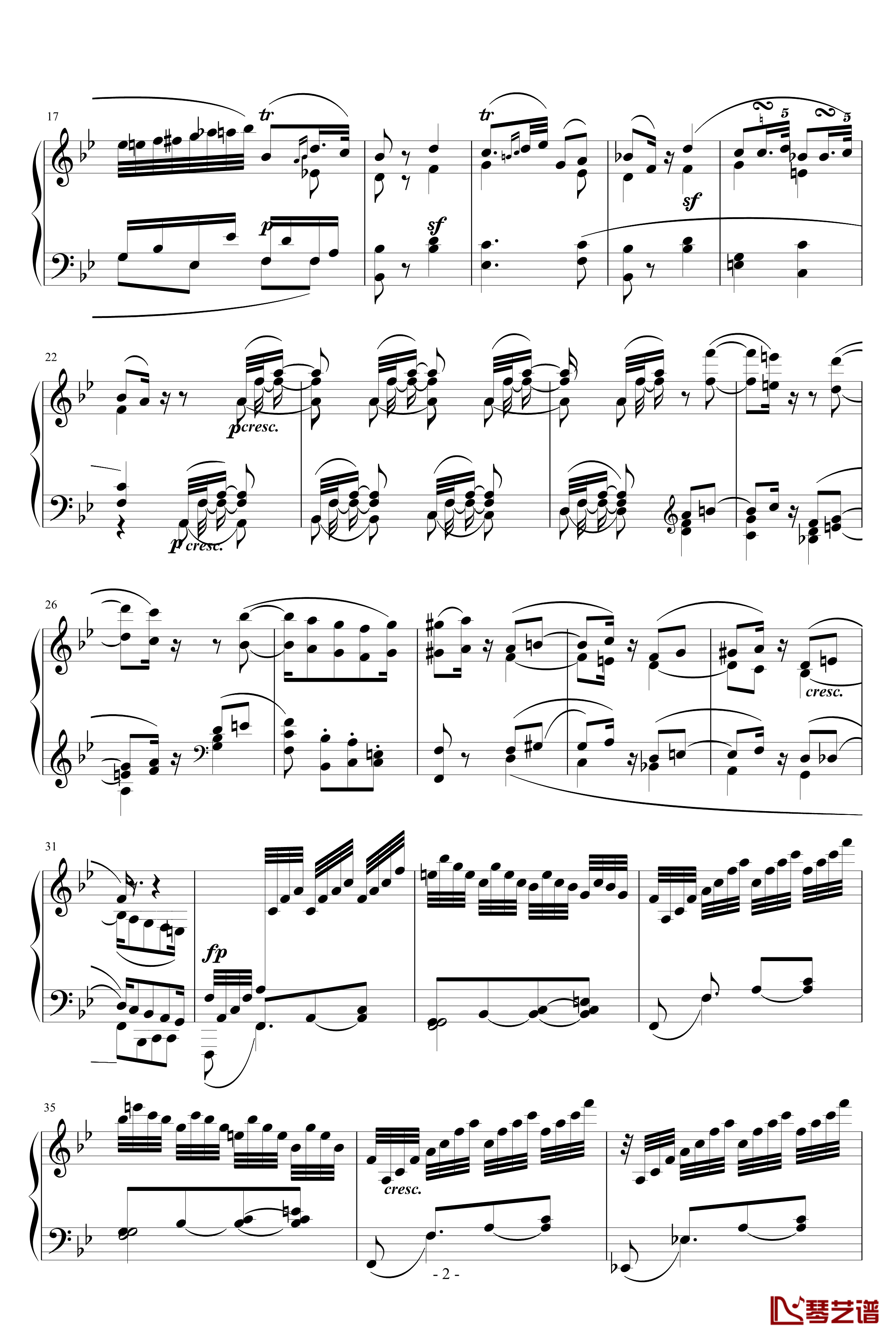 降B大调奏鸣曲第四乐章钢琴谱-贝多芬-beethoven2