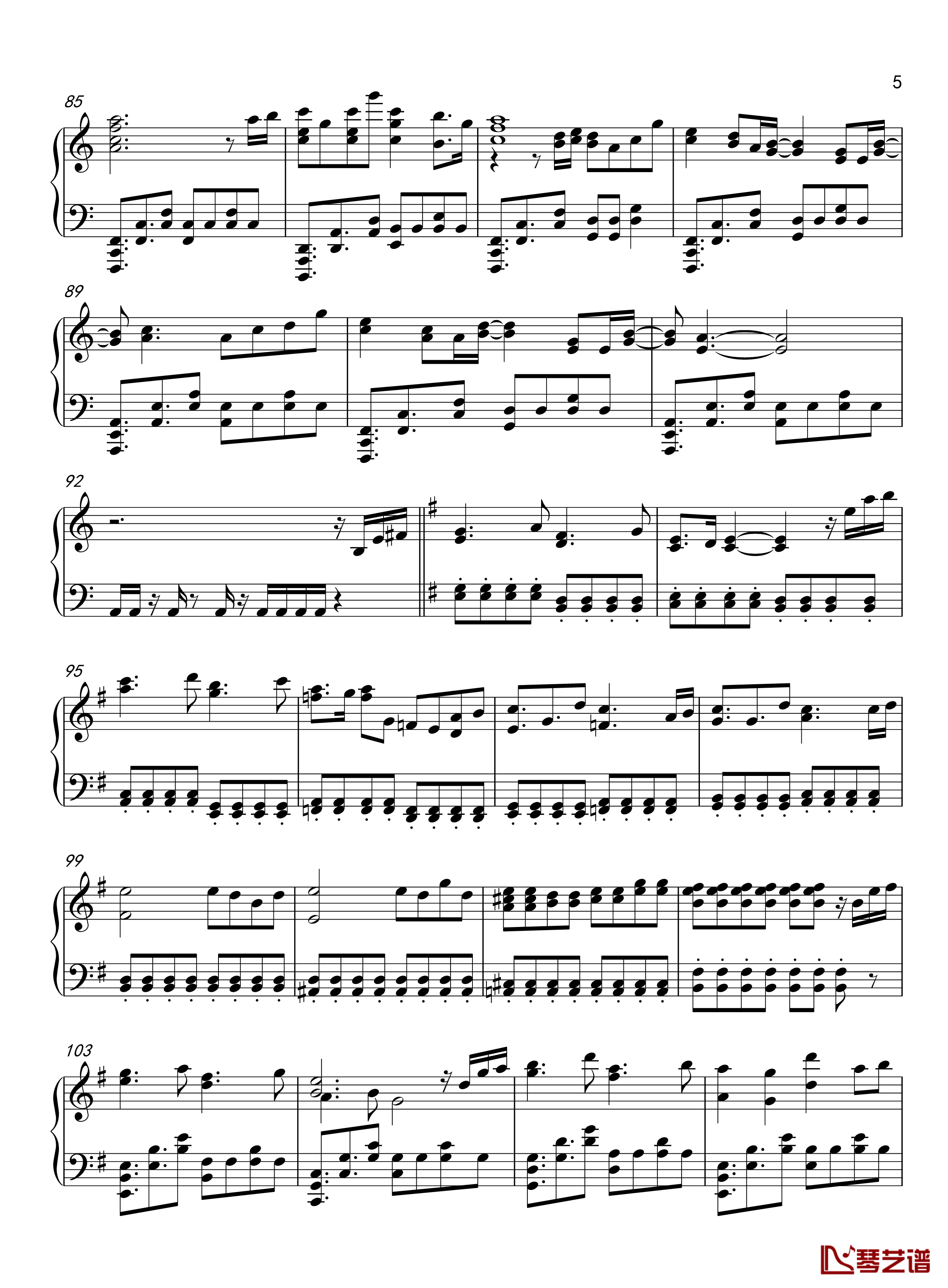 Unicorn钢琴谱-高达独角兽主题曲-泽野弘之5