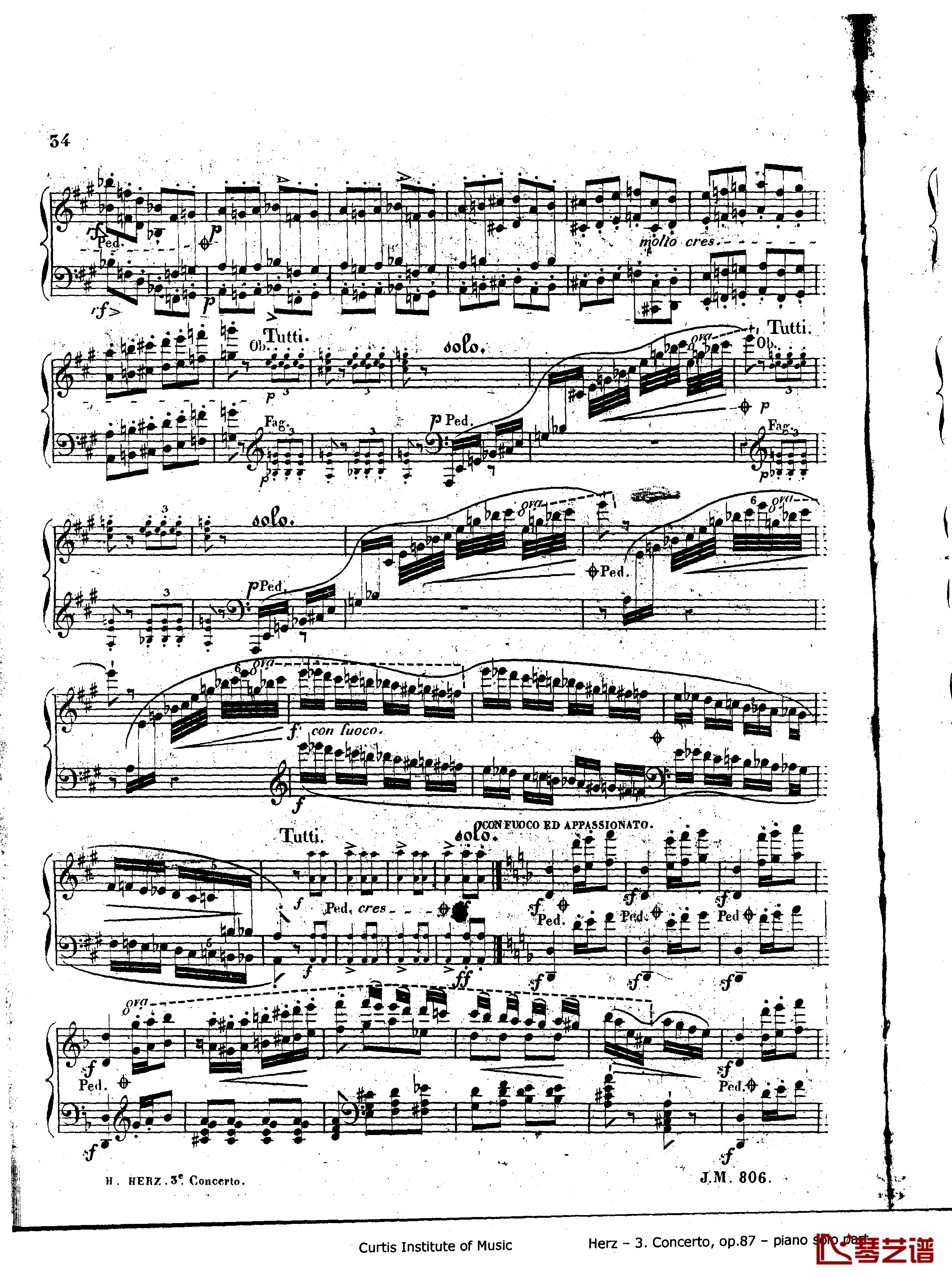 d小调第三钢琴协奏曲Op.87钢琴谱-赫尔兹34