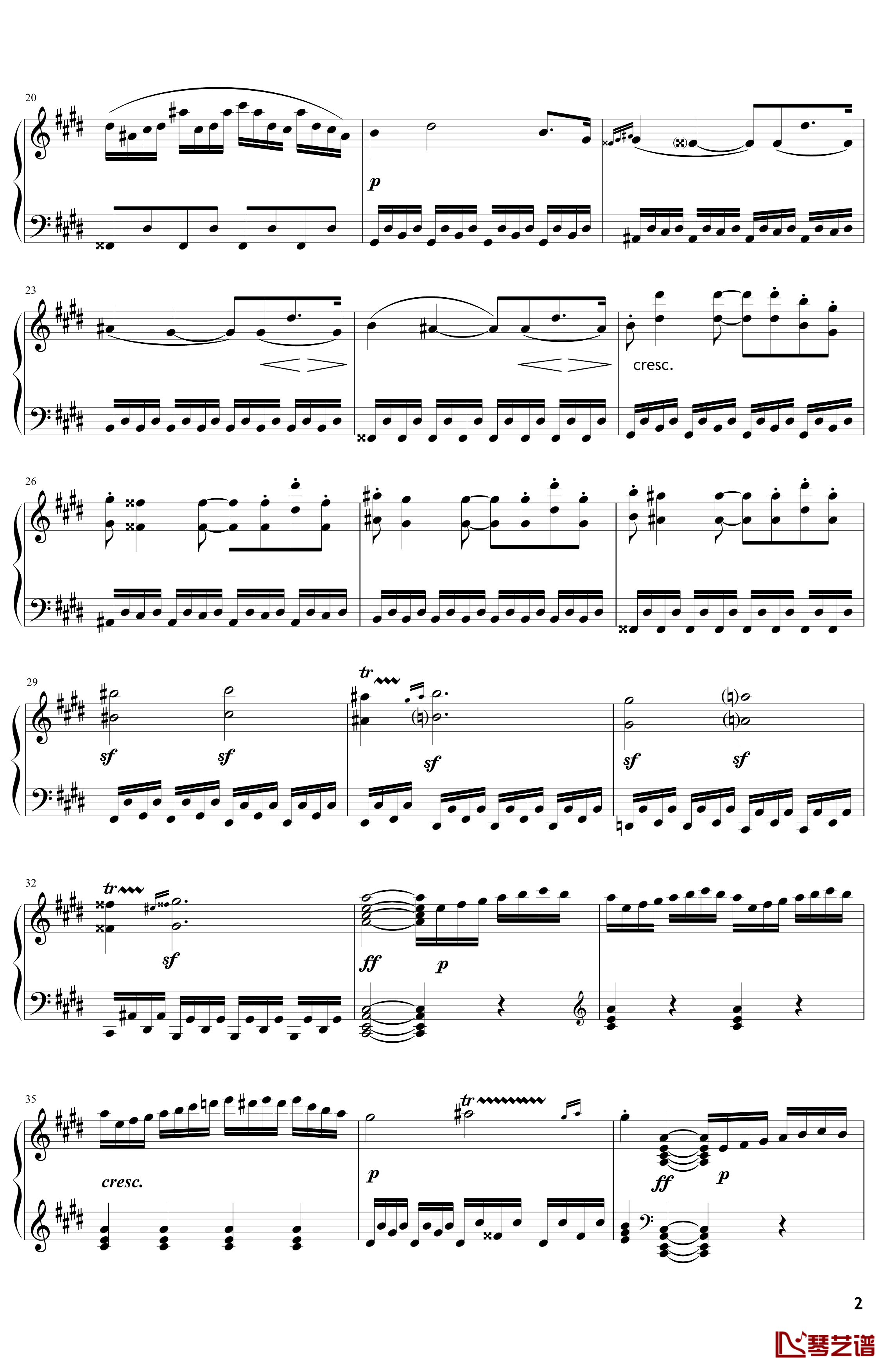 月光钢琴谱-奏鸣曲-贝多芬-beethoven2
