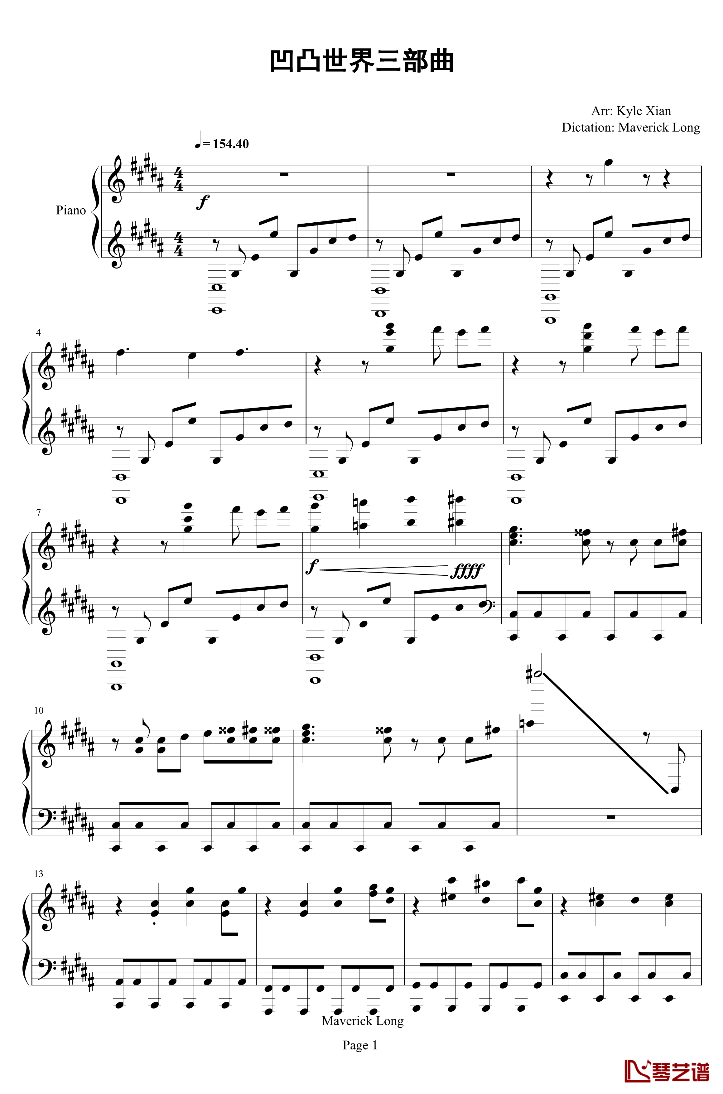 凹凸世界三部曲钢琴谱-Kyle Xian1
