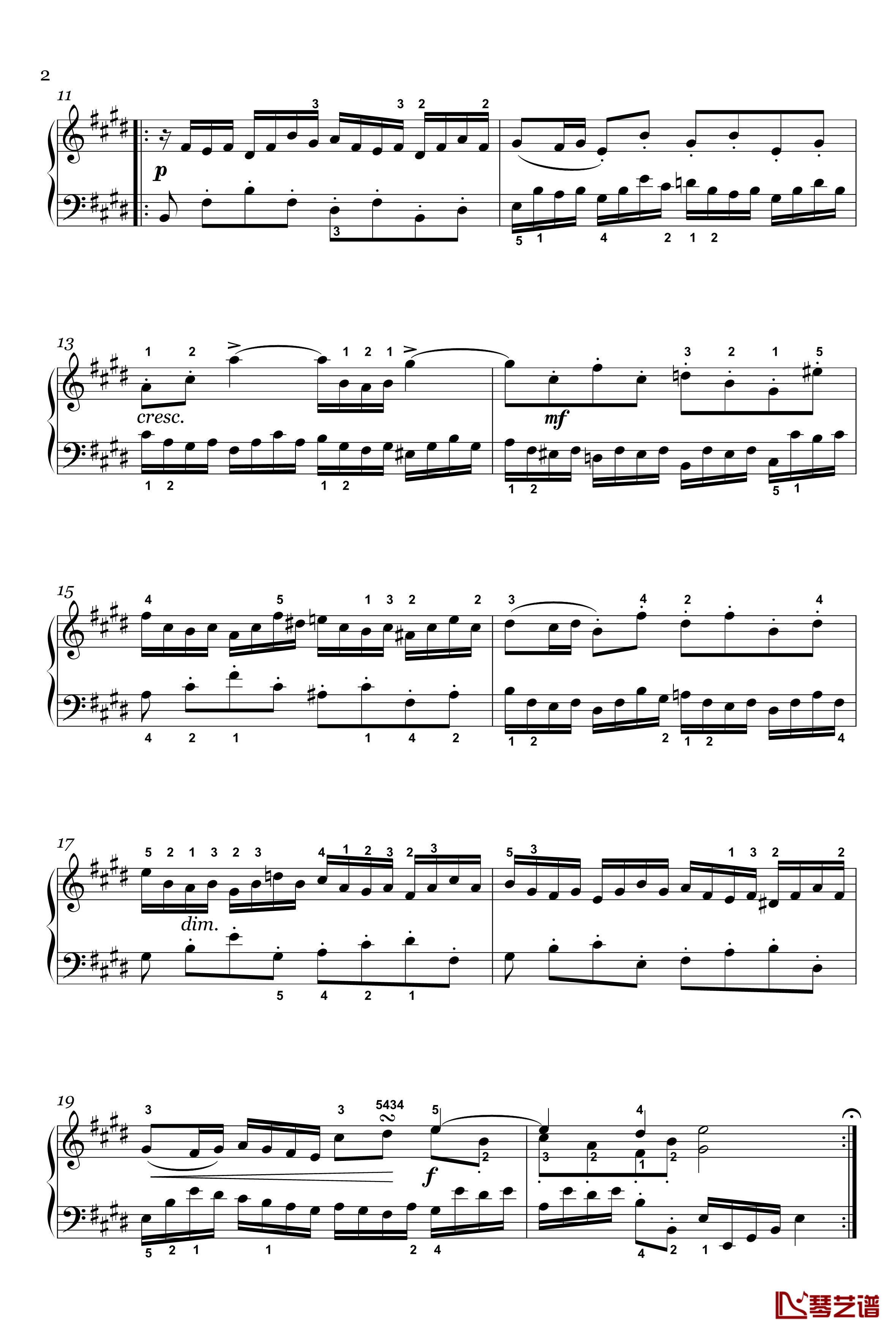 E大调赋格前奏曲钢琴谱-巴赫2