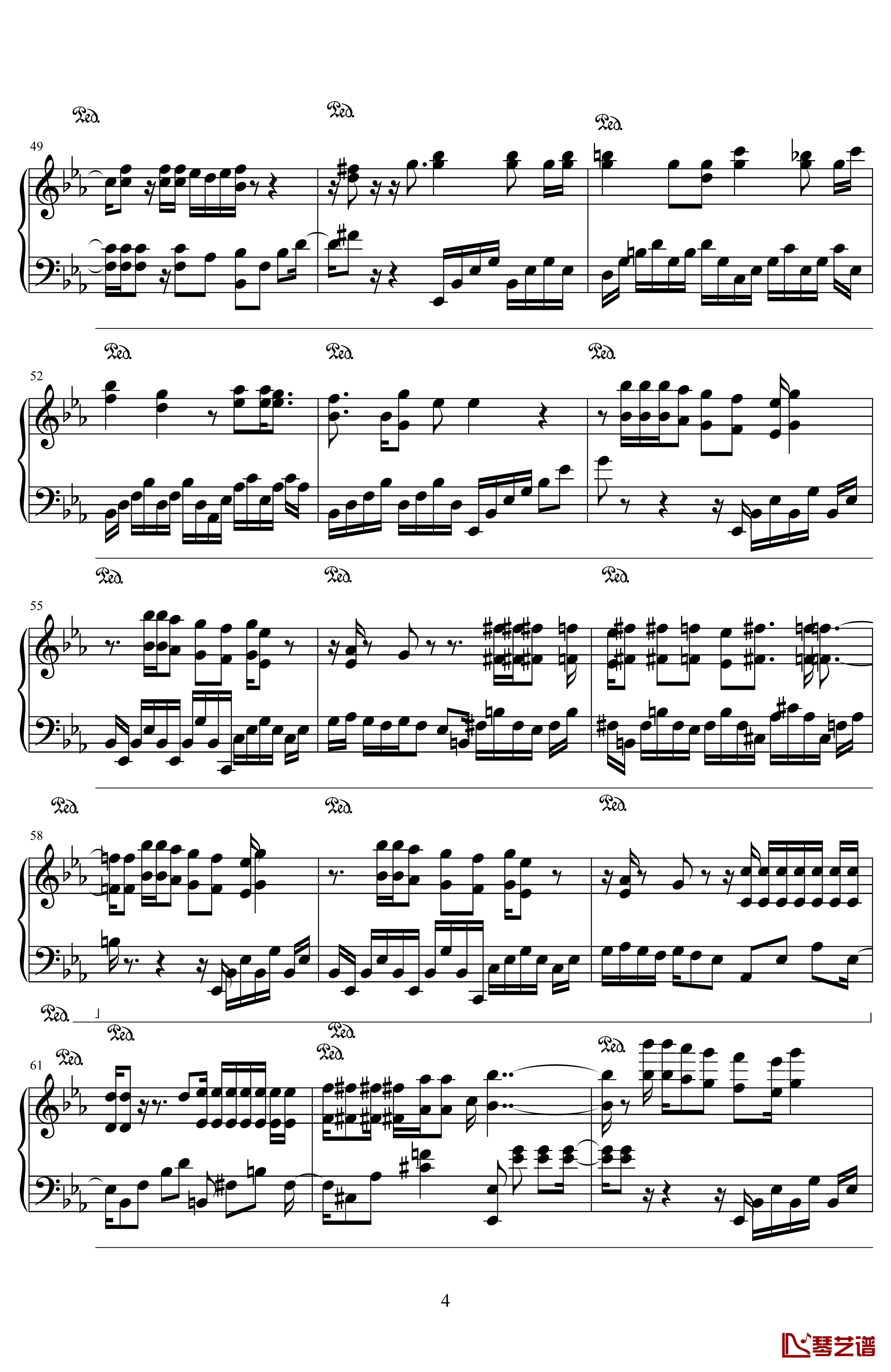 龙珠ED钢琴谱-献给你的罗曼蒂克-桥本潮4