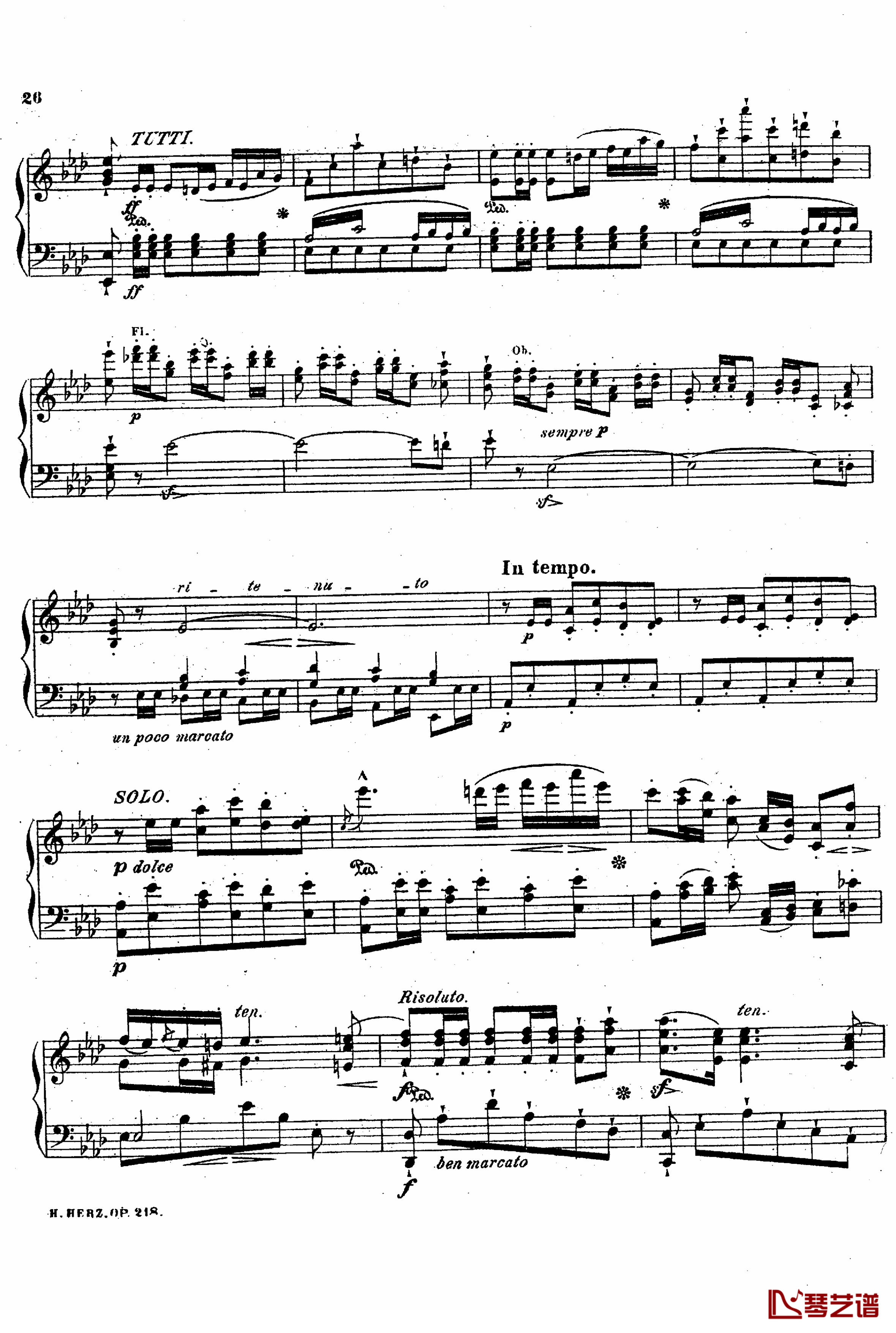 降A大调第八钢琴协奏曲Op.218钢琴谱-赫尔兹25