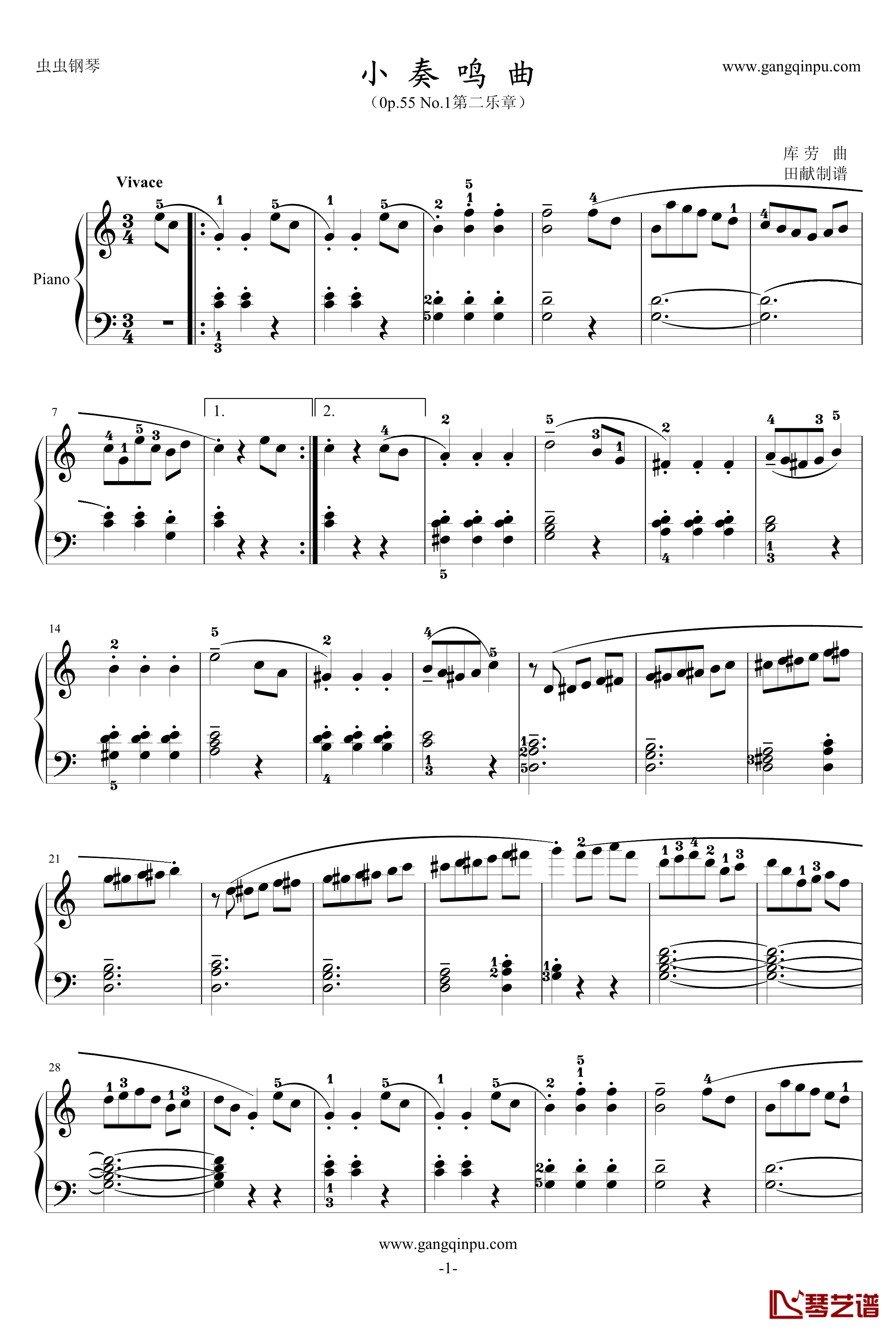 小奏鸣曲钢琴谱-库劳1