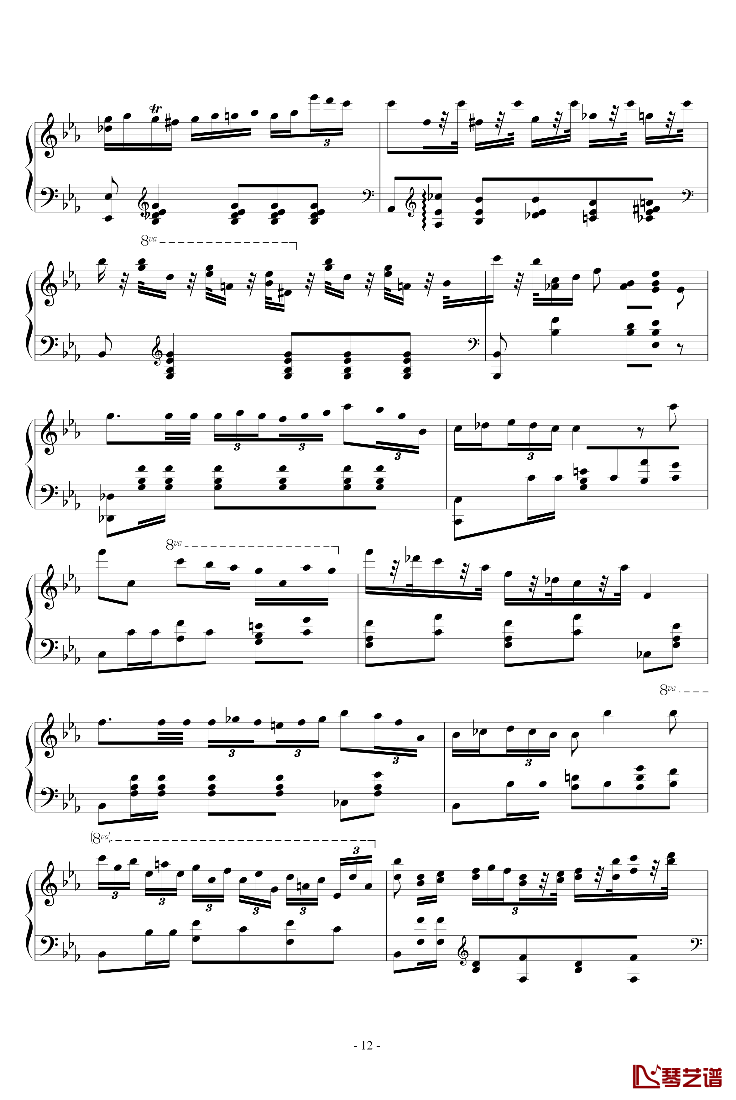 肖邦大波兰舞曲opus22钢琴谱-肖邦-chopin12