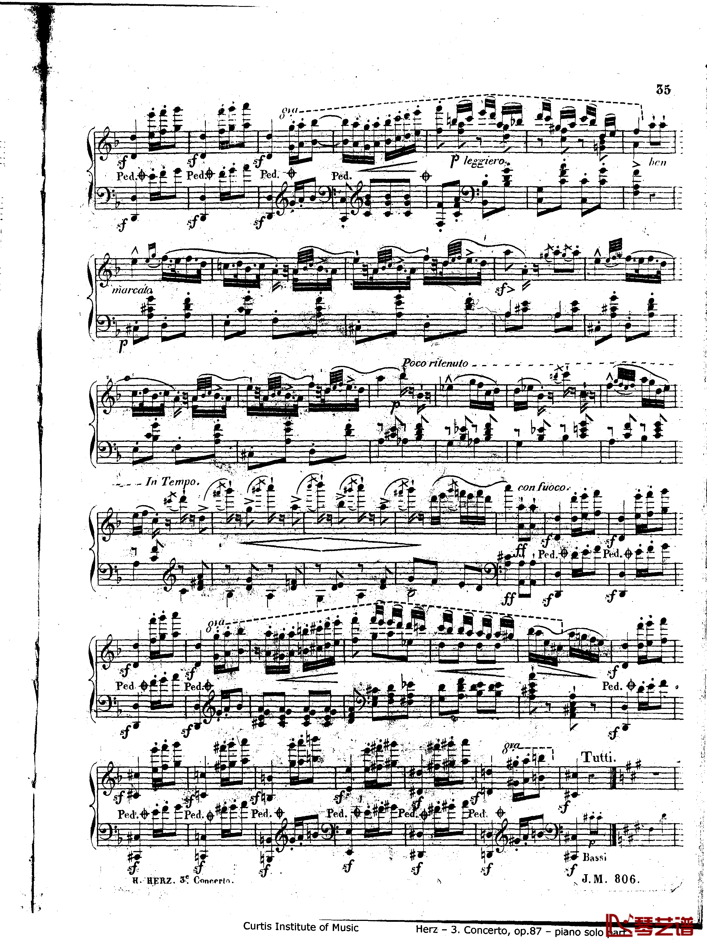 d小调第三钢琴协奏曲Op.87钢琴谱-赫尔兹35