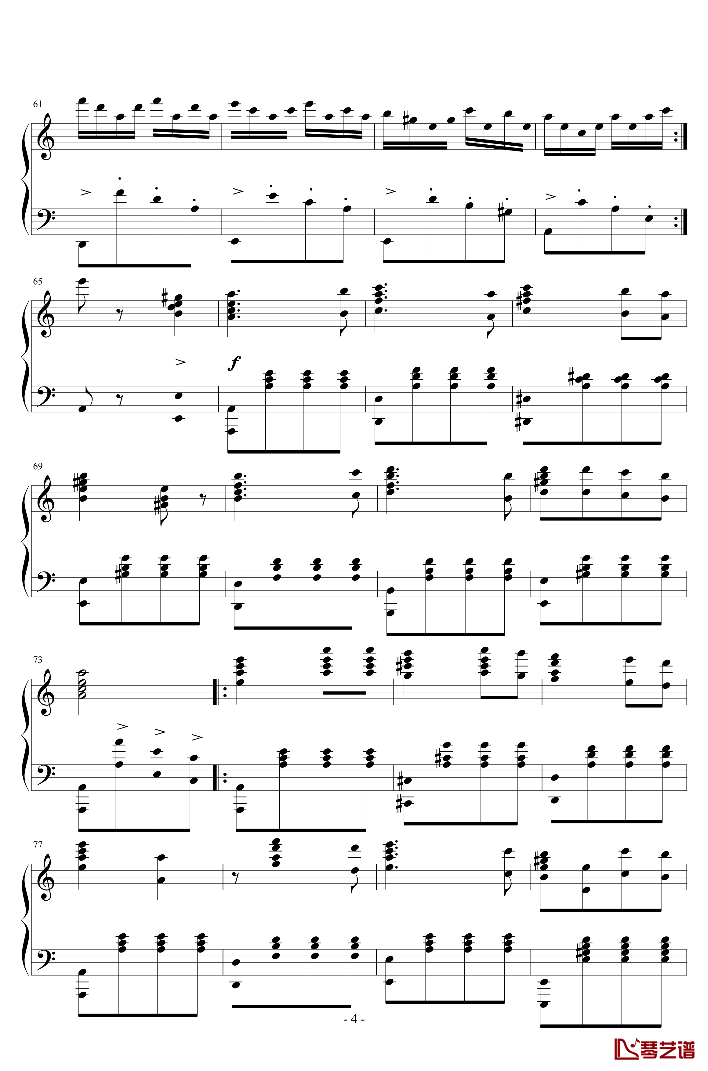 喀秋莎钢琴谱-钢琴独奏版-苏联名歌4