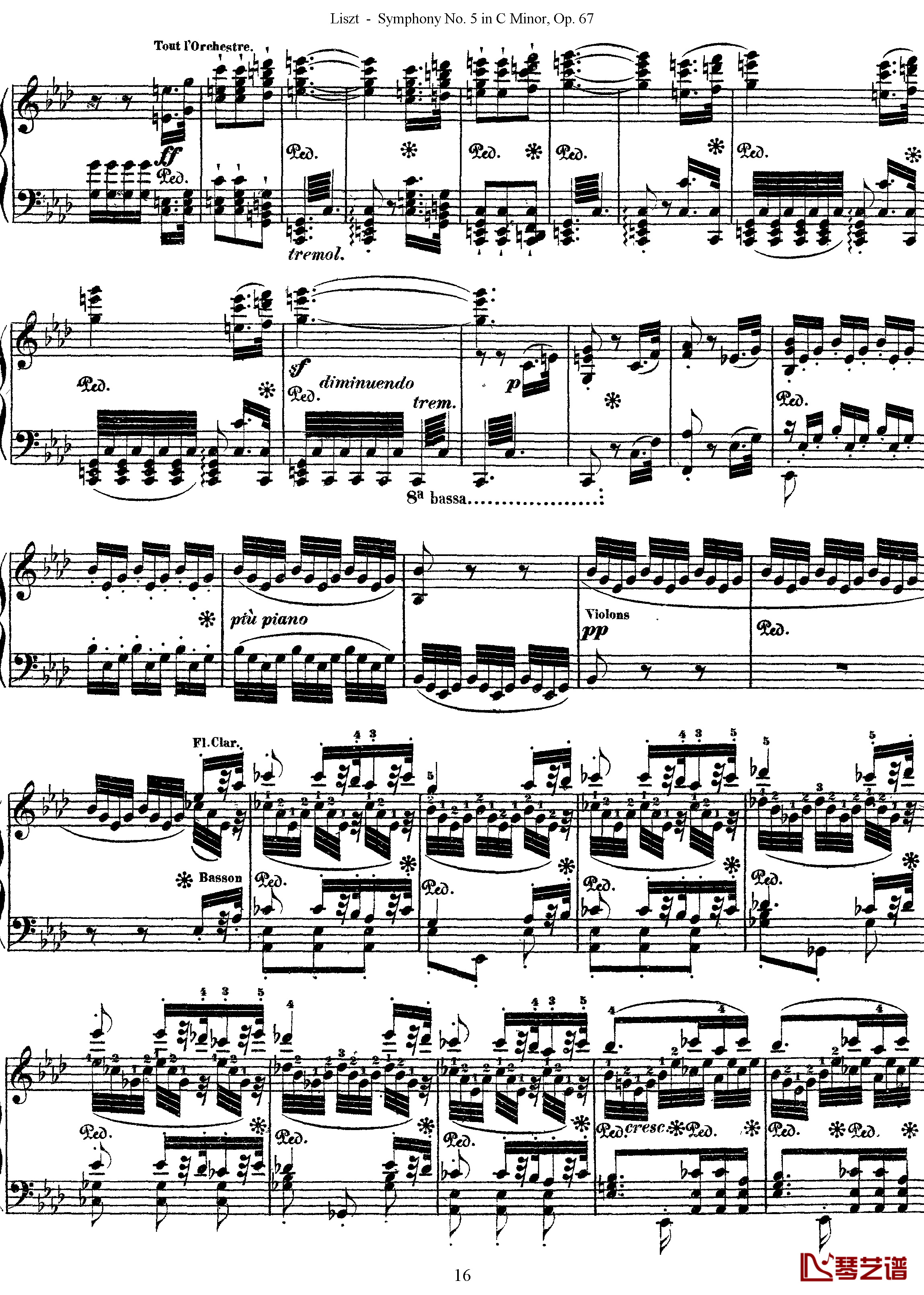 第五交响乐的钢琴曲钢琴谱-李斯特-李斯特改编自贝多芬16