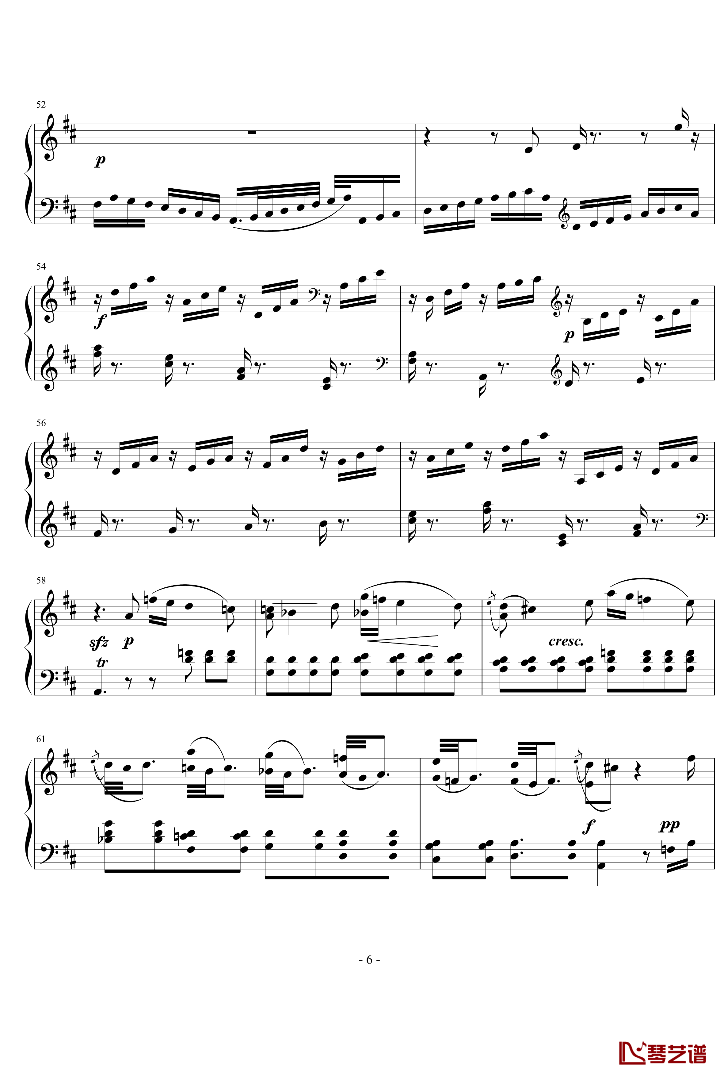D大调奏鸣曲钢琴谱-世界名曲6