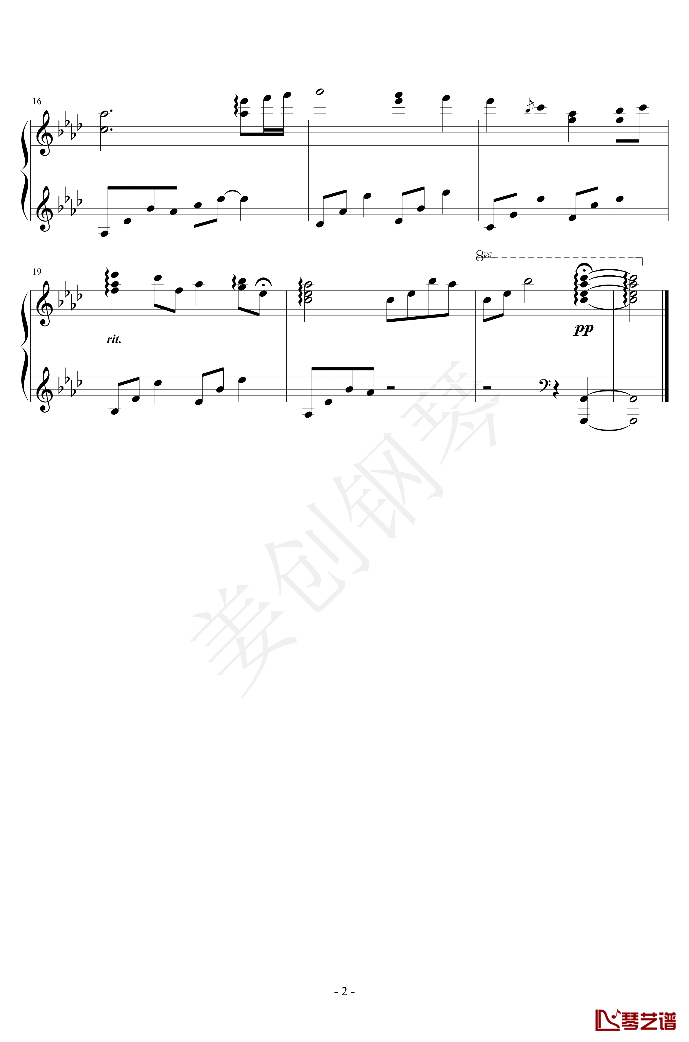 惜别钢琴谱-姜创钢琴2