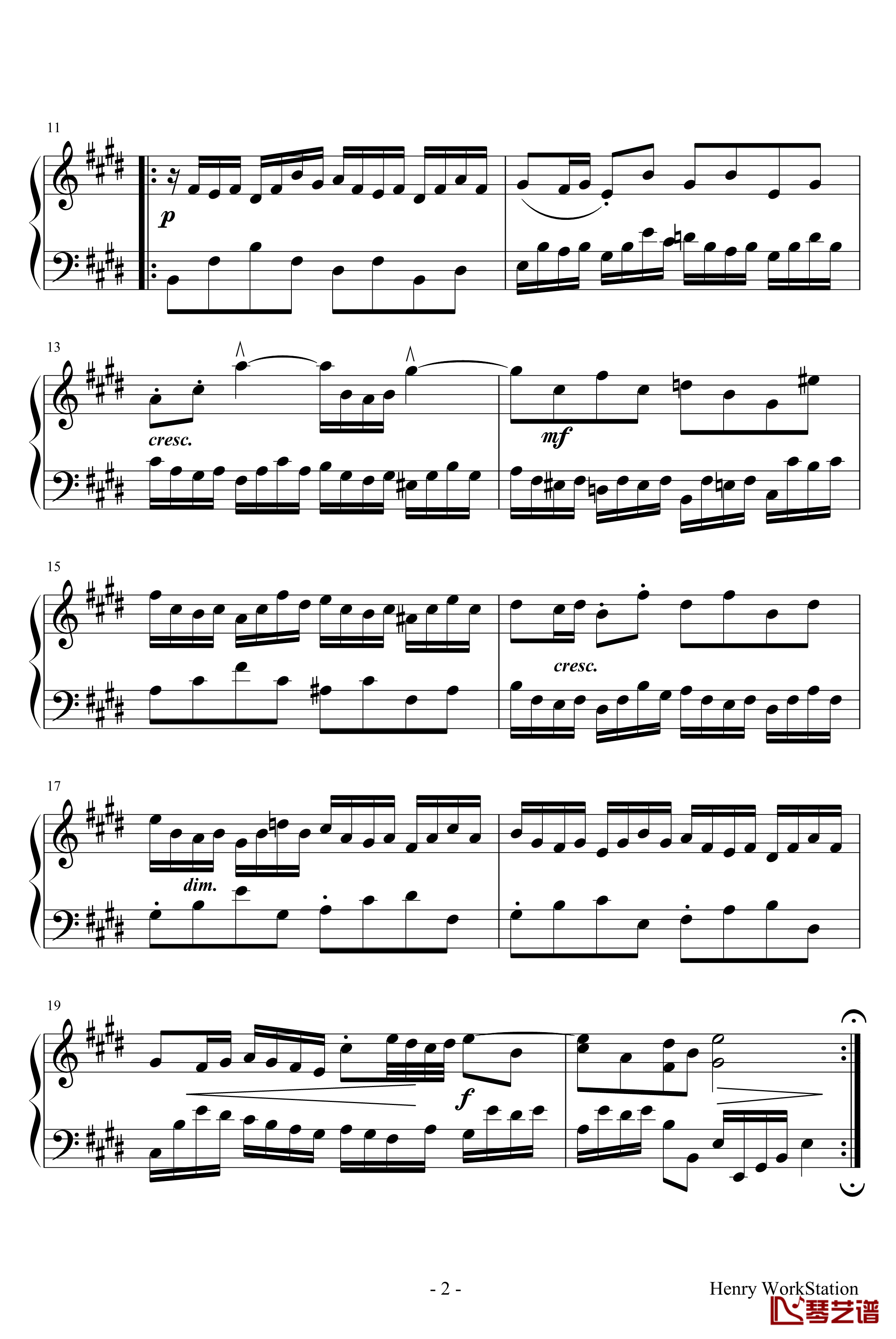E大调赋格钢琴谱-巴赫-P.E.Bach2
