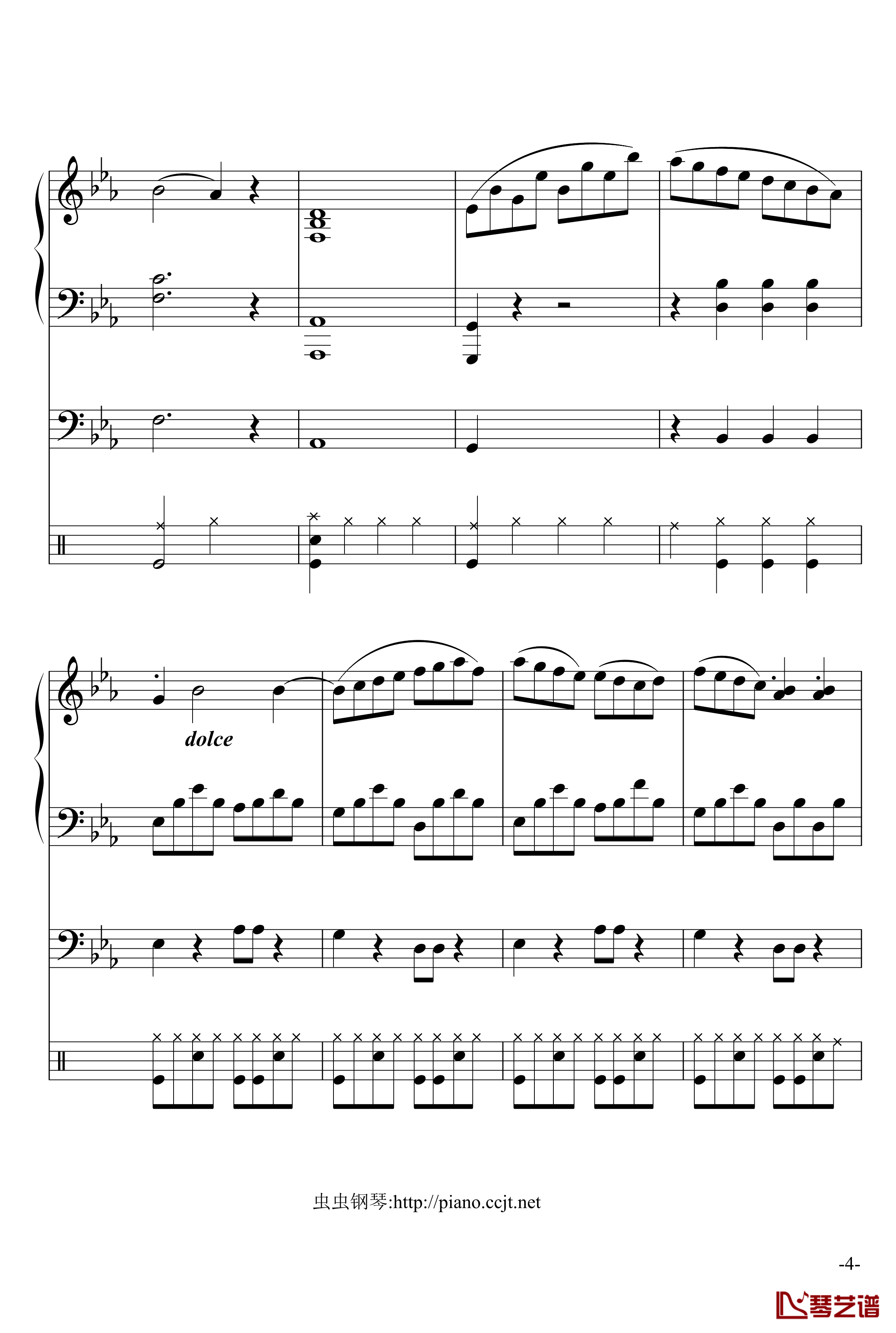 悲怆奏鸣曲钢琴谱-加小乐队-贝多芬-beethoven4