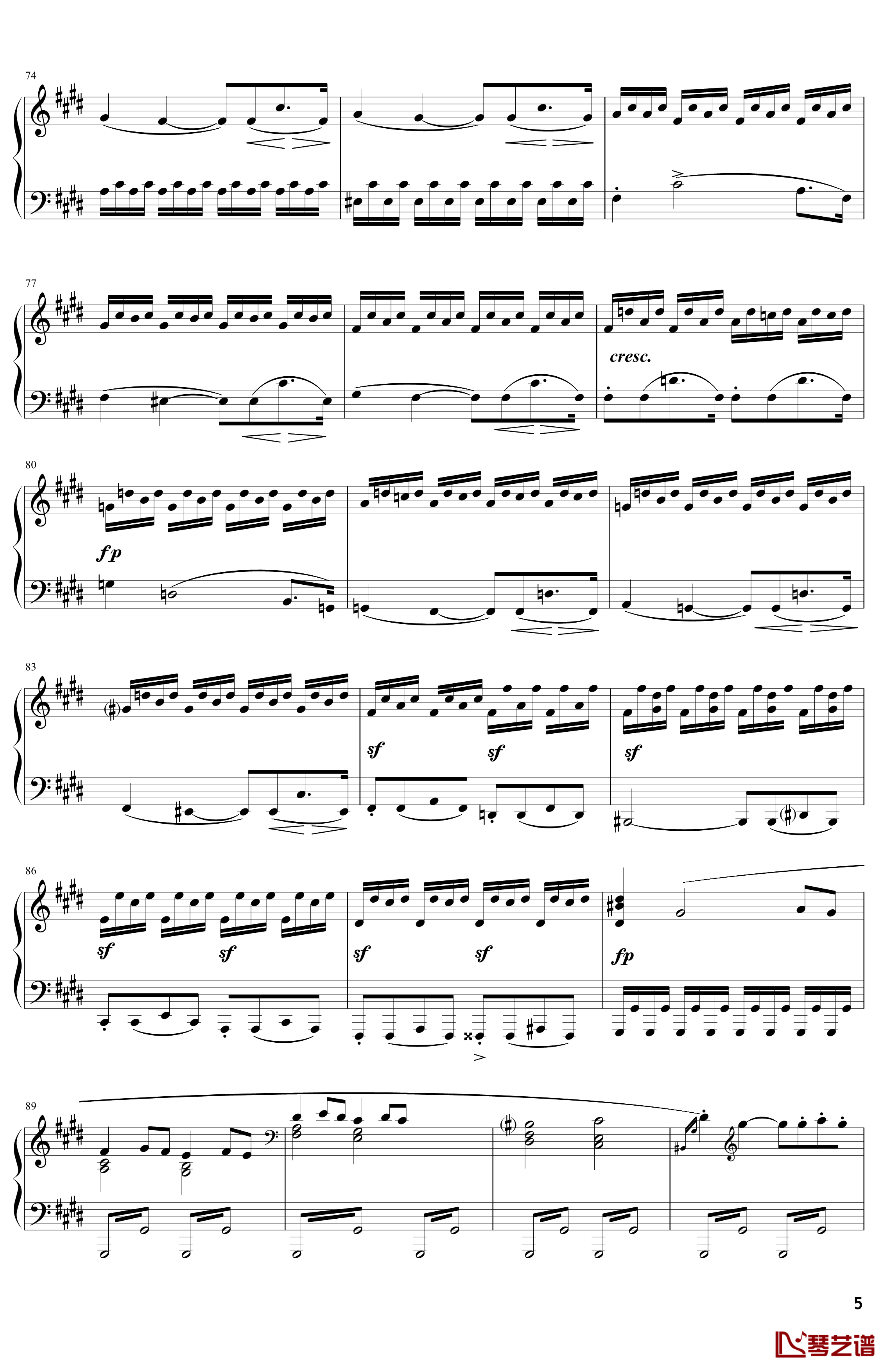 月光钢琴谱-奏鸣曲-贝多芬-beethoven5