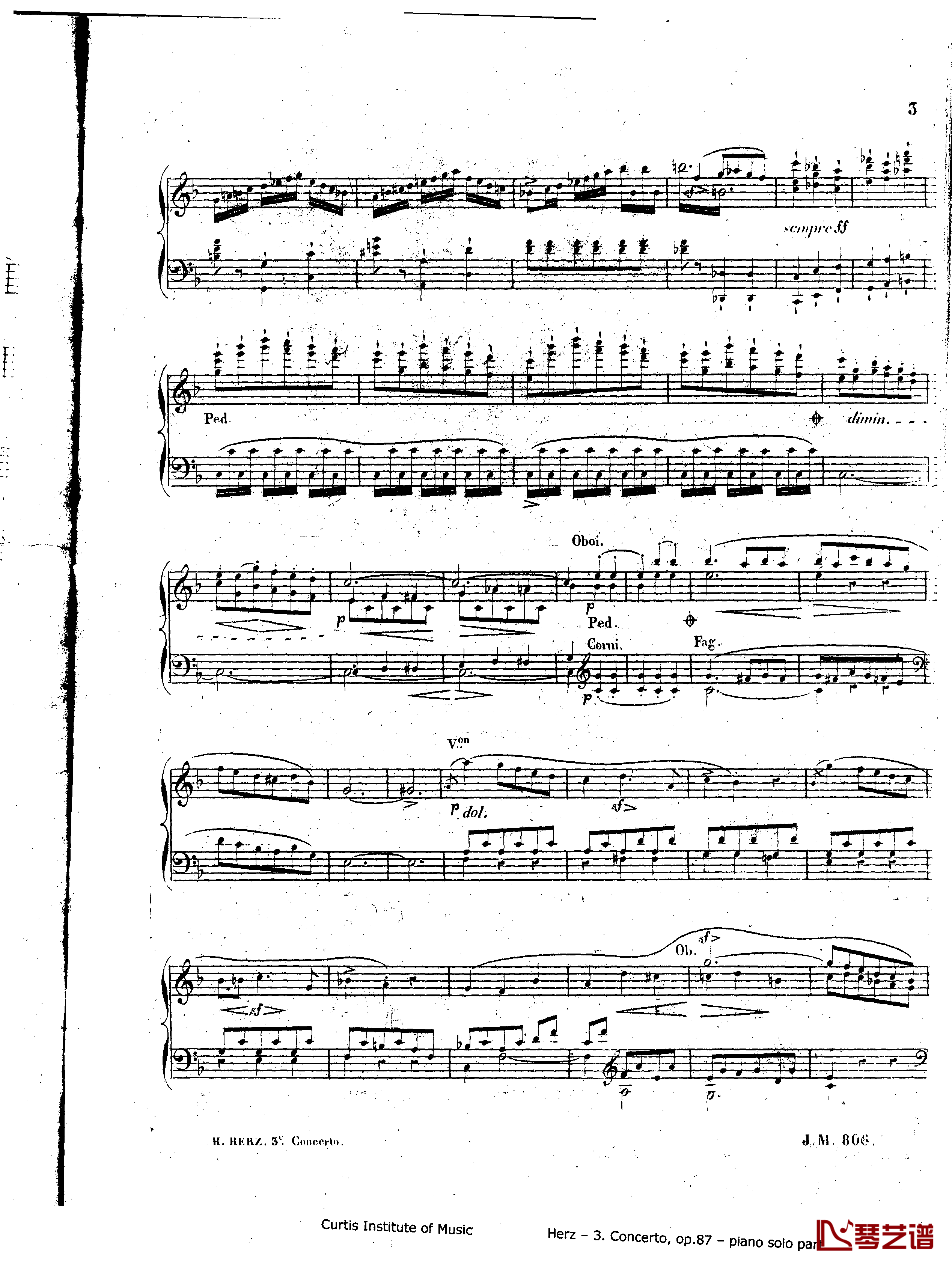 d小调第三钢琴协奏曲Op.87钢琴谱-赫尔兹3