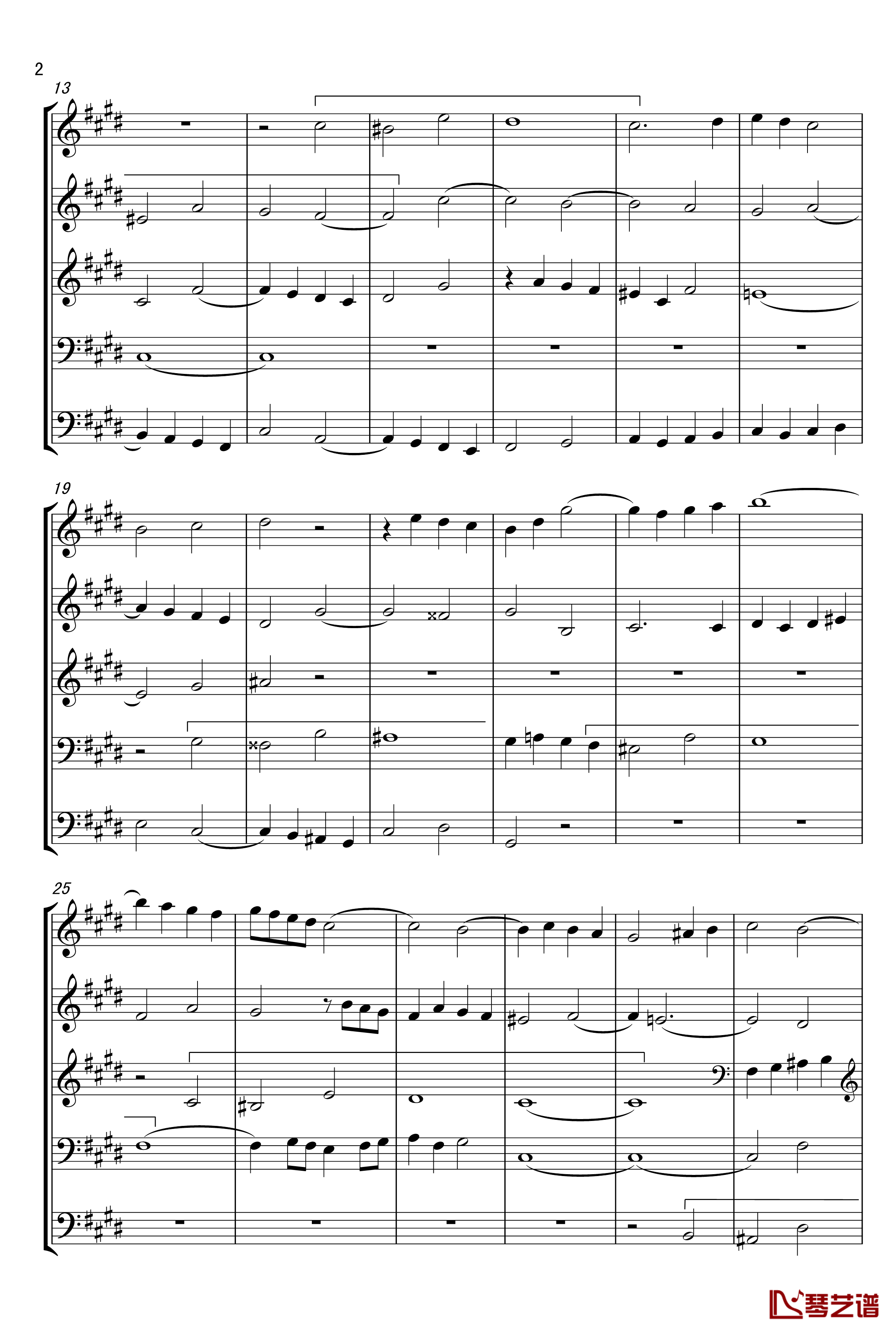 c小调赋格声部分析谱钢琴谱-选自巴赫平均律第一册-巴赫2
