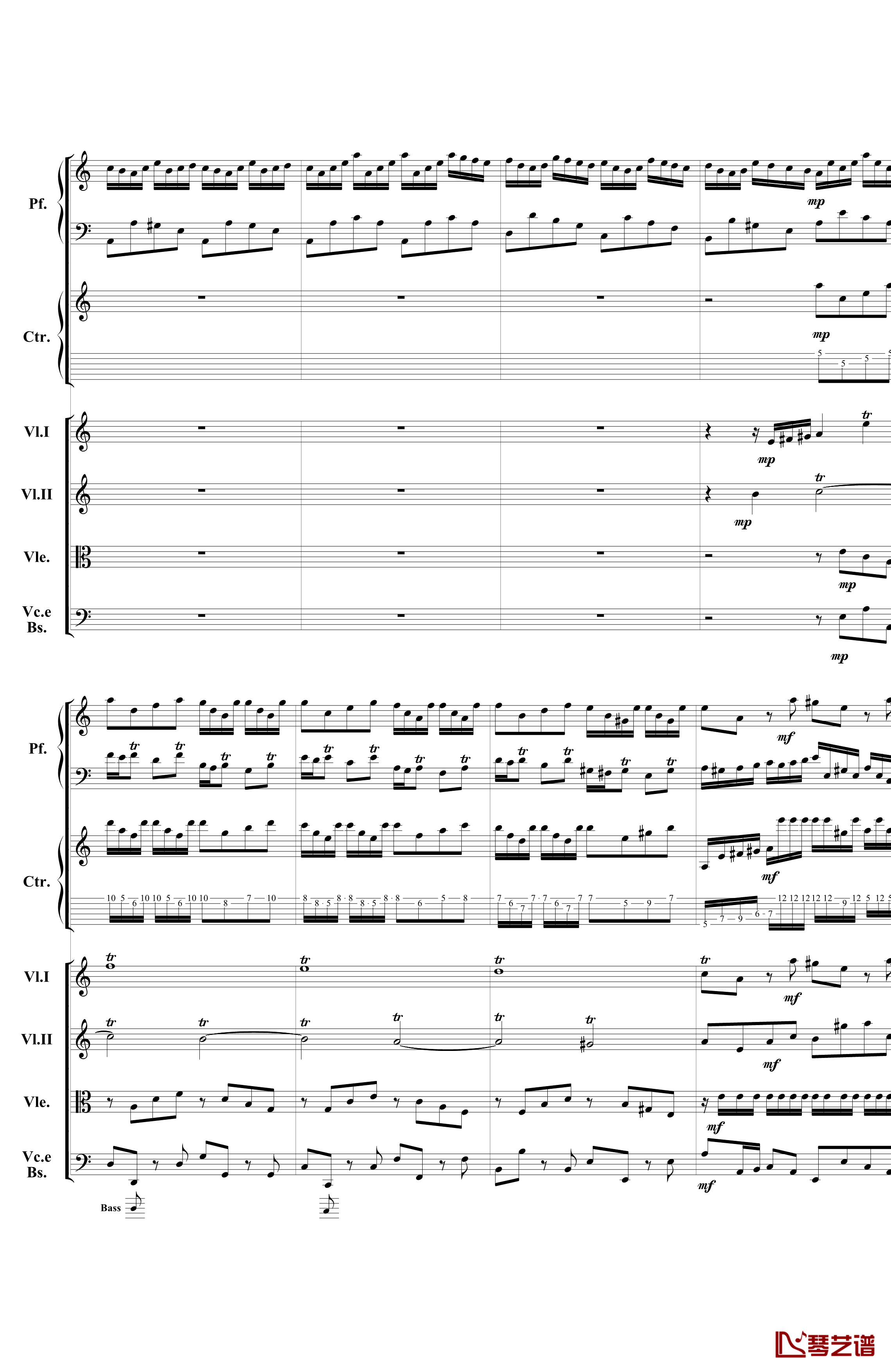 巴赫为四架钢琴写的钢琴协奏曲钢琴谱-钢琴吉他弦乐组-巴哈-Bach, Johann Sebastian3