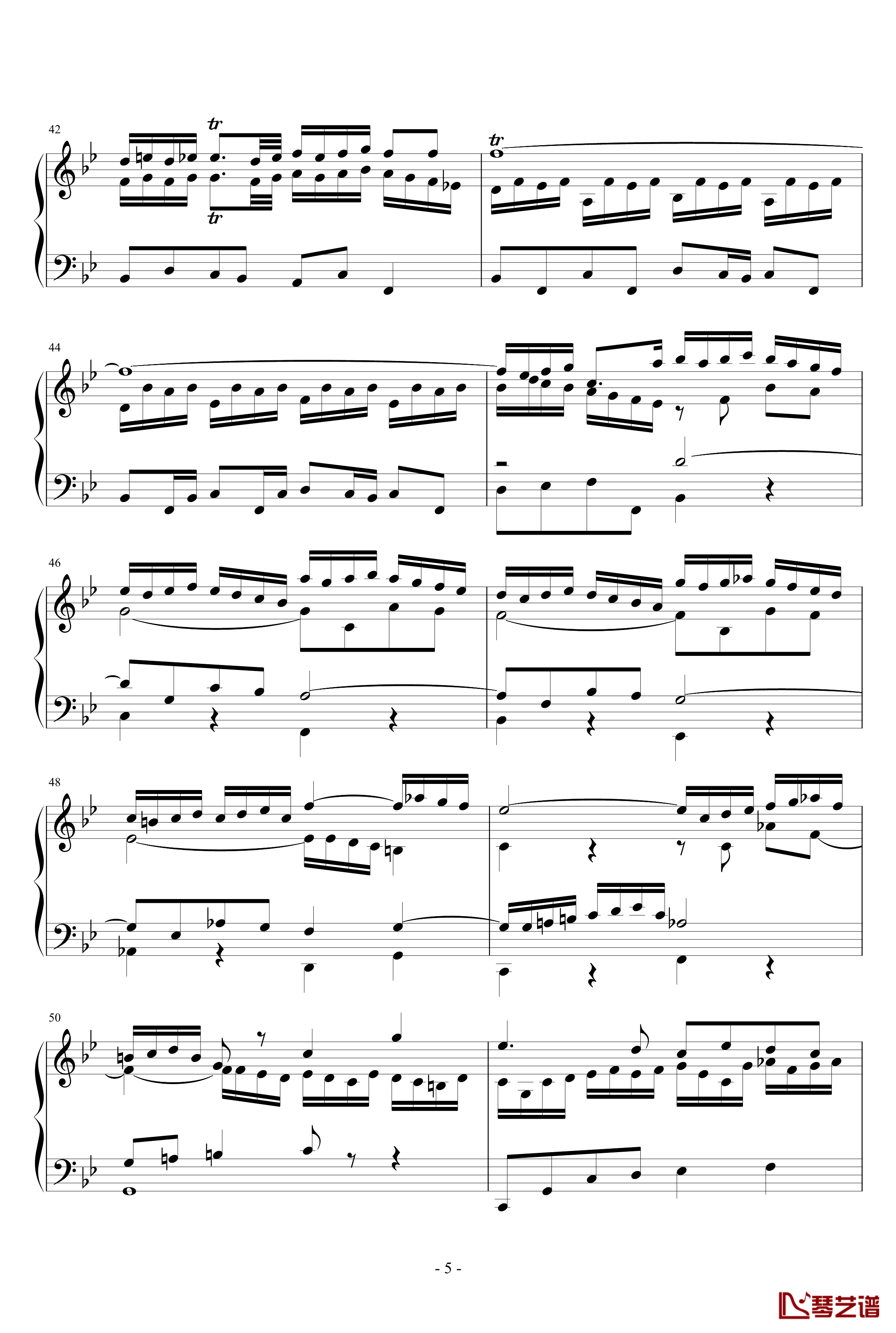G小调赋格钢琴谱-J.S.巴赫5