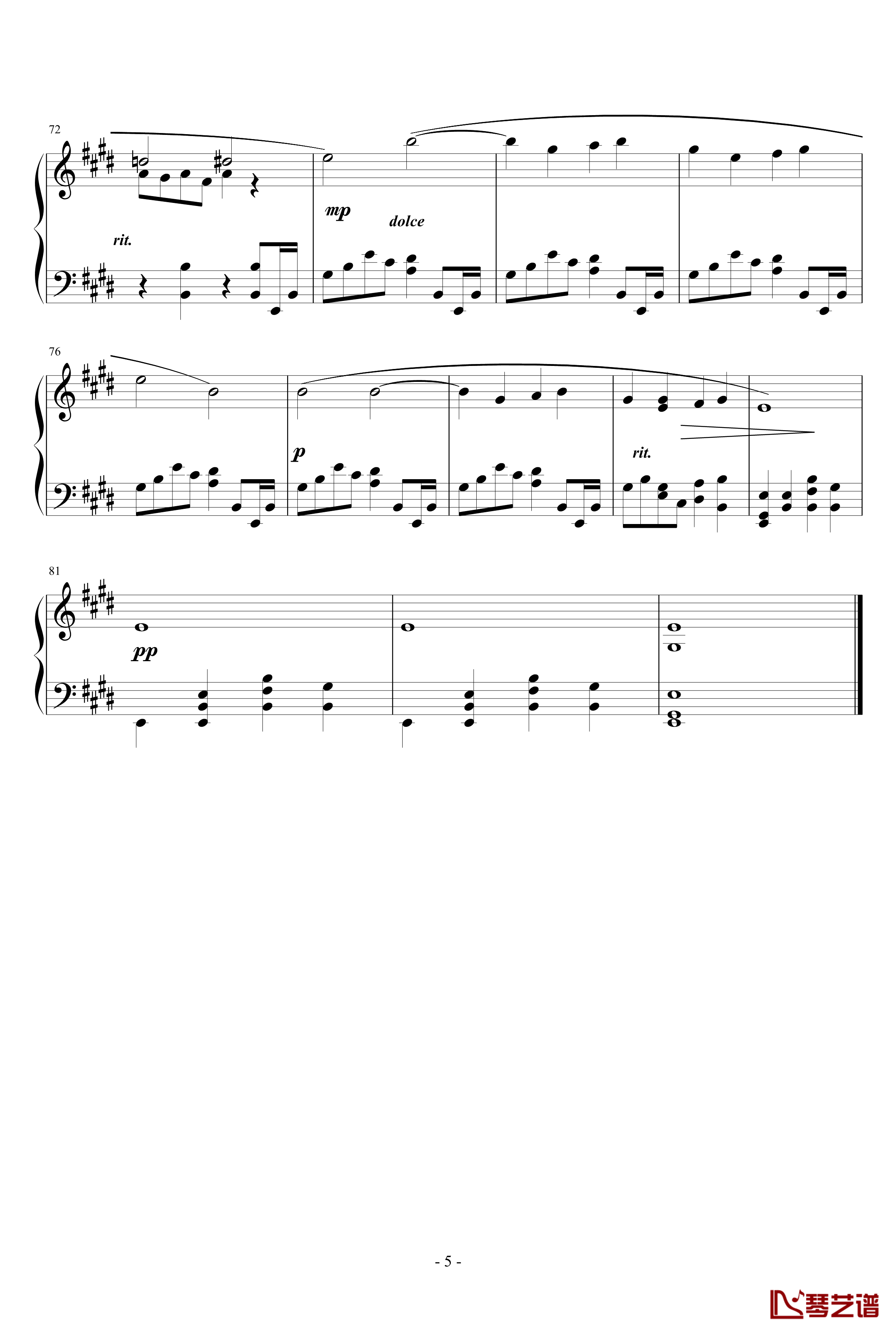 摇篮曲钢琴谱-佛瑞5