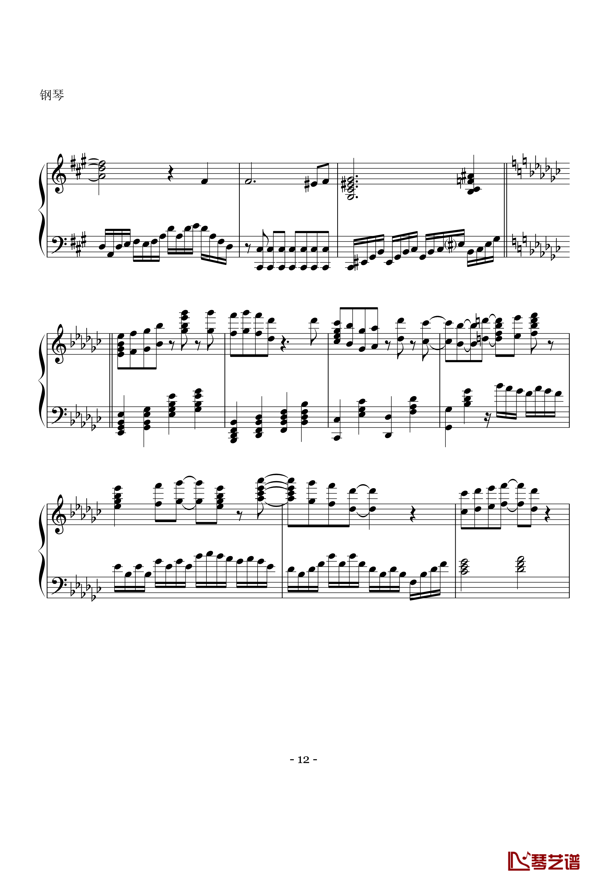 to the beginning钢琴谱-钢琴版 -對譜彈琴-尾浦游纪12