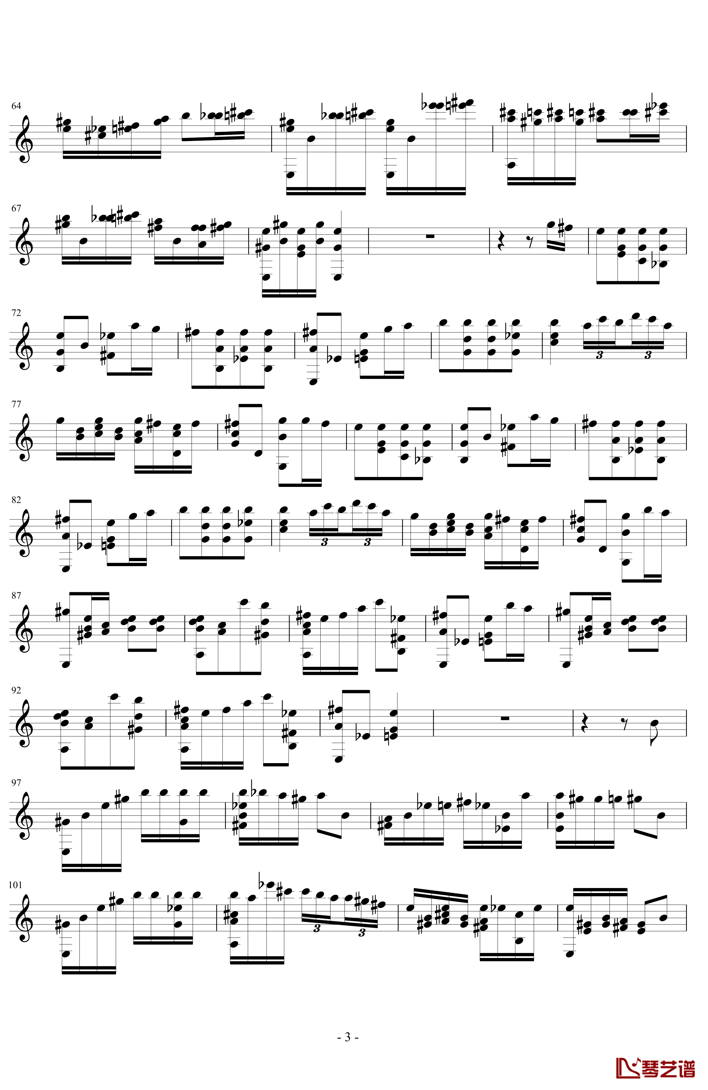 魔笛主题变奏曲钢琴谱-单手-索尔3
