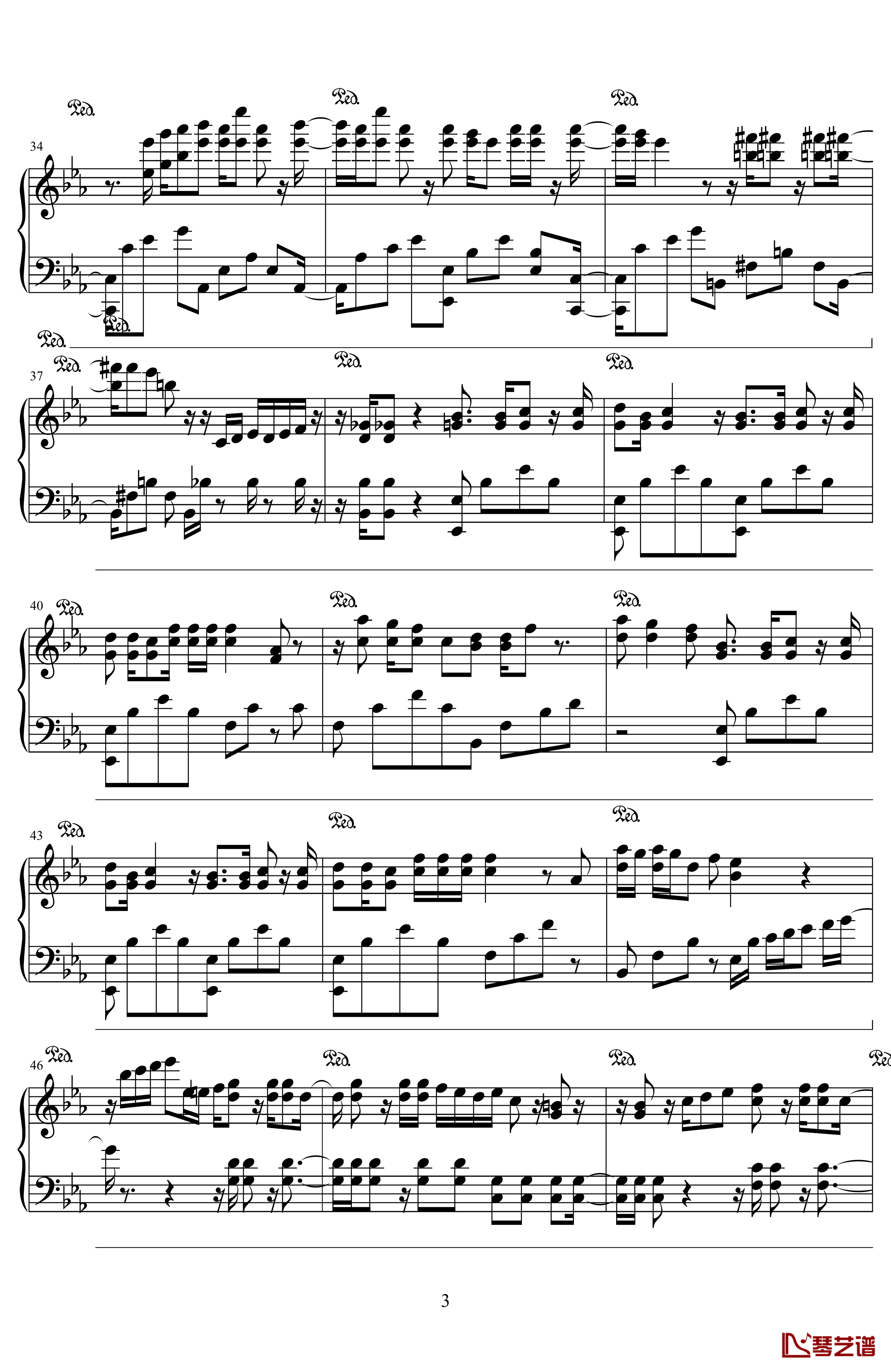 龙珠ED钢琴谱-献给你的罗曼蒂克-桥本潮3