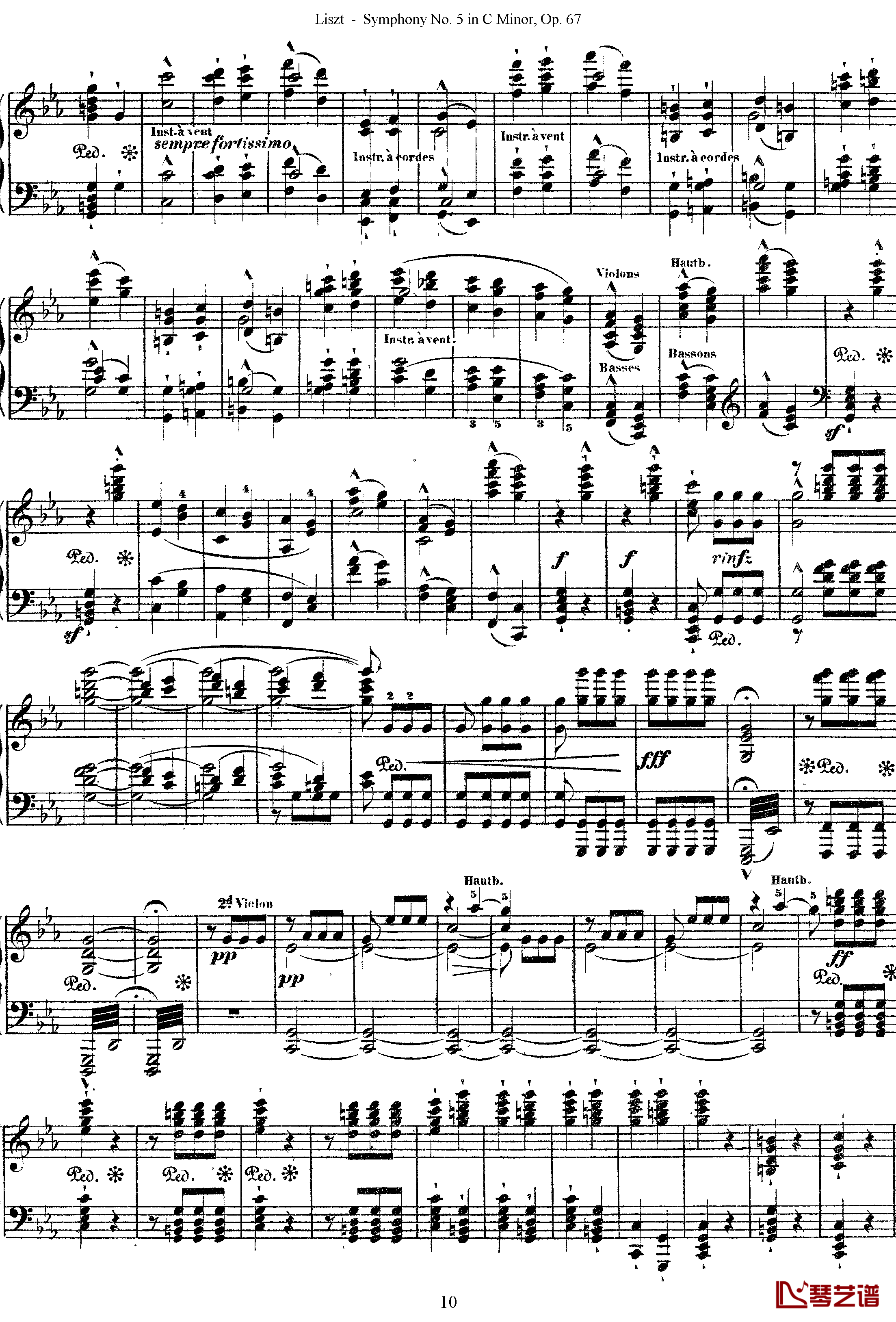 第五交响乐的钢琴曲钢琴谱-李斯特-李斯特改编自贝多芬10