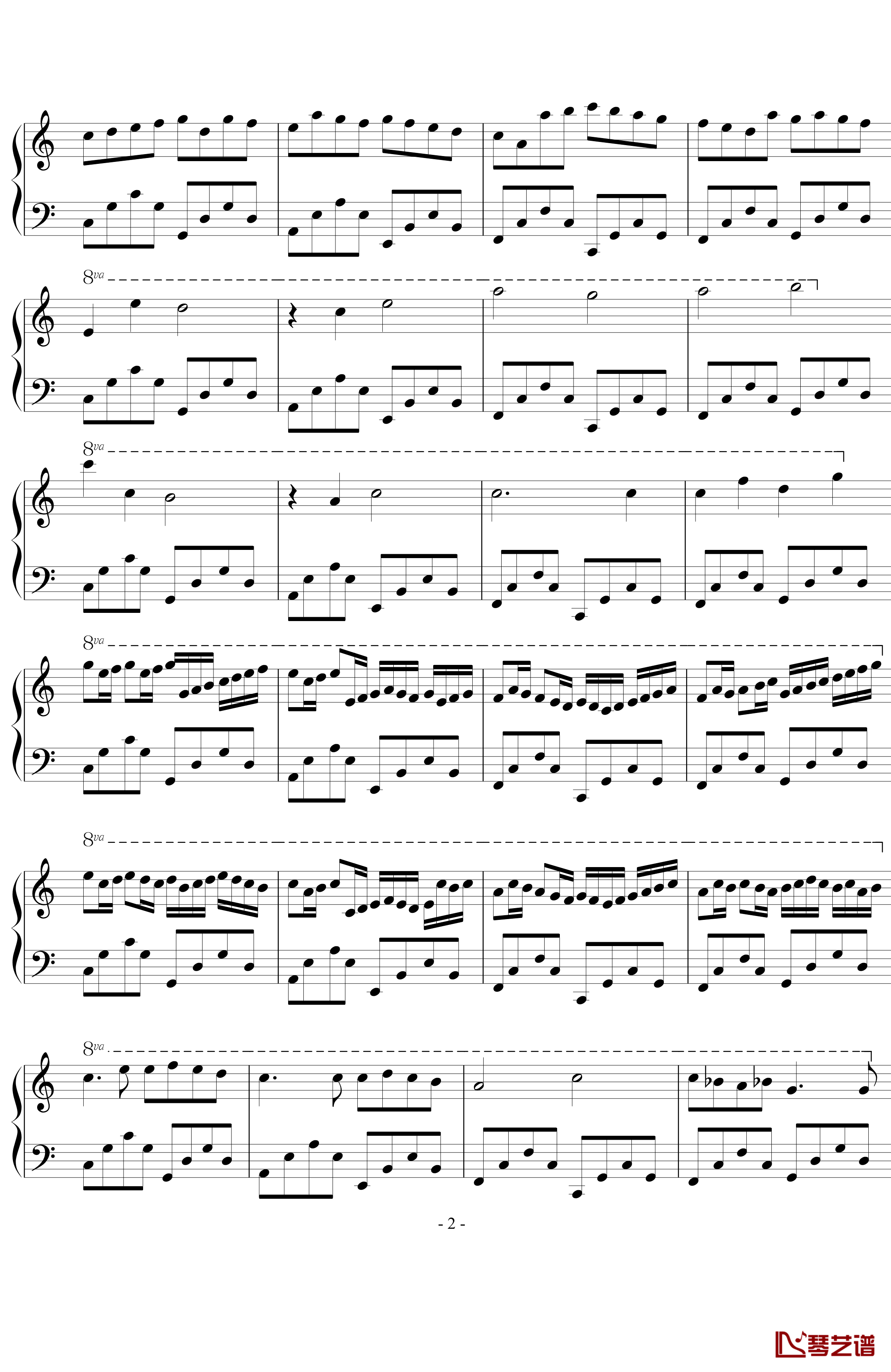 卡农钢琴谱-简易版-帕赫贝尔-Pachelbel2