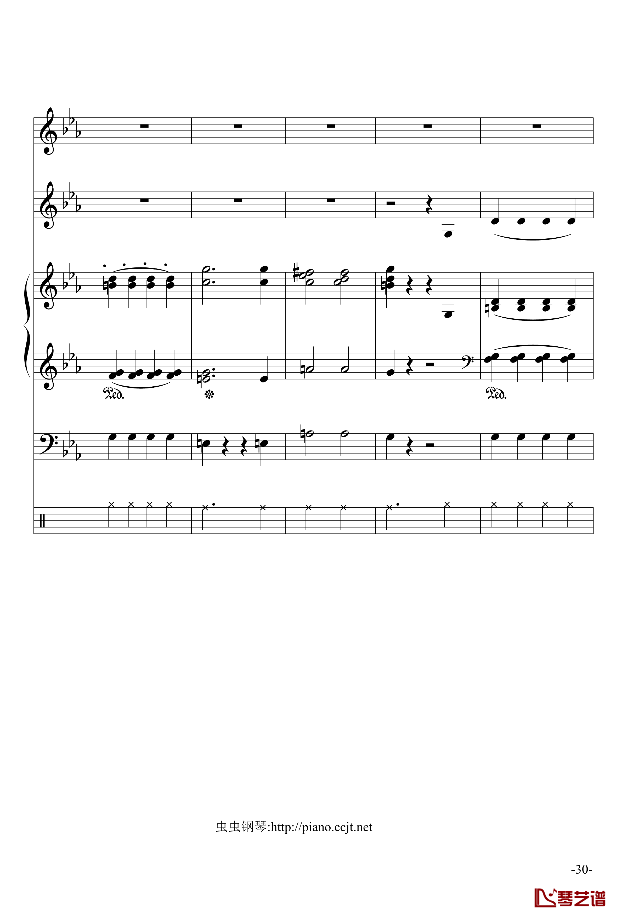 悲怆奏鸣曲钢琴谱-加小乐队-贝多芬-beethoven30