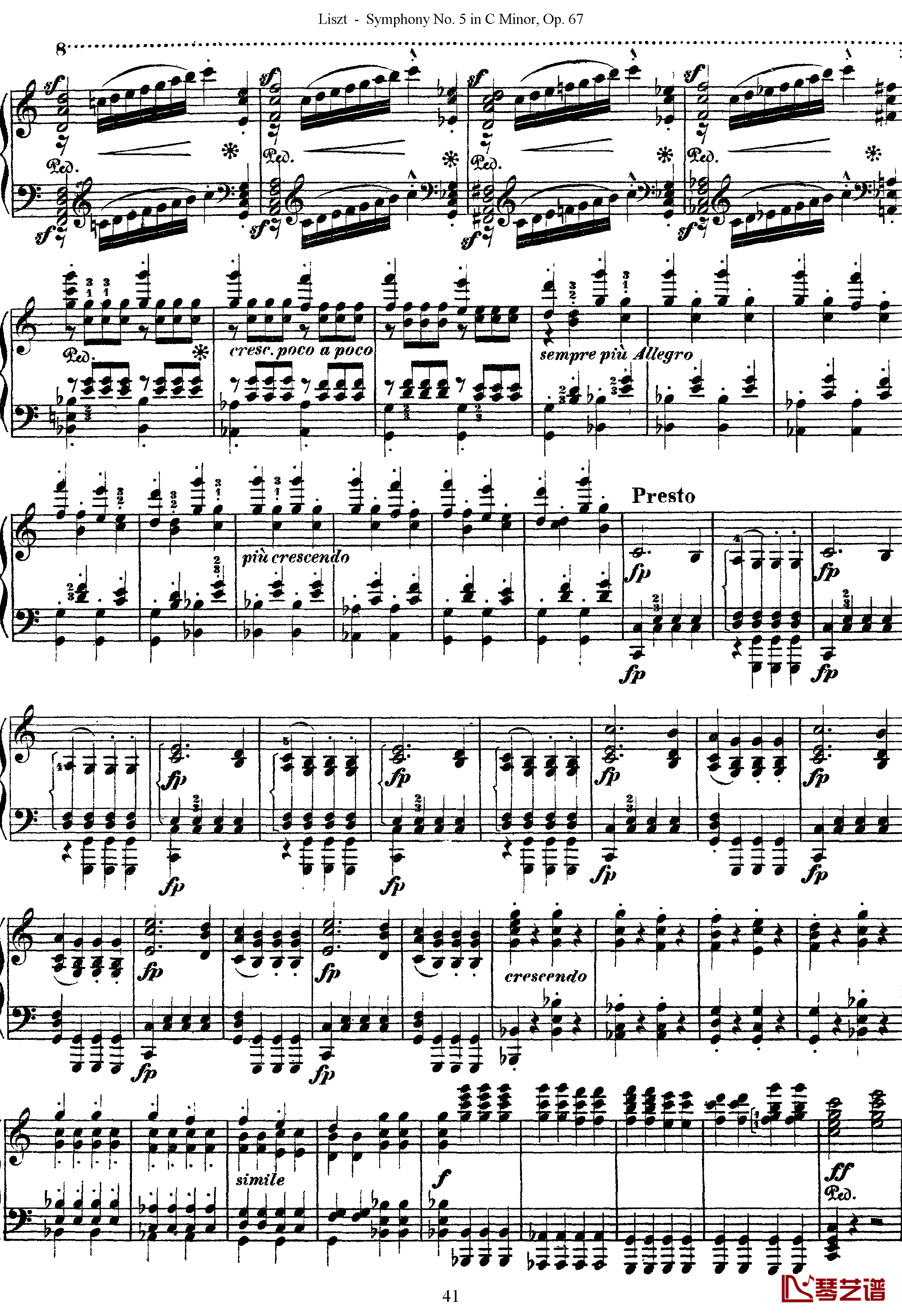 第五交响乐的钢琴曲钢琴谱-李斯特-李斯特改编自贝多芬41