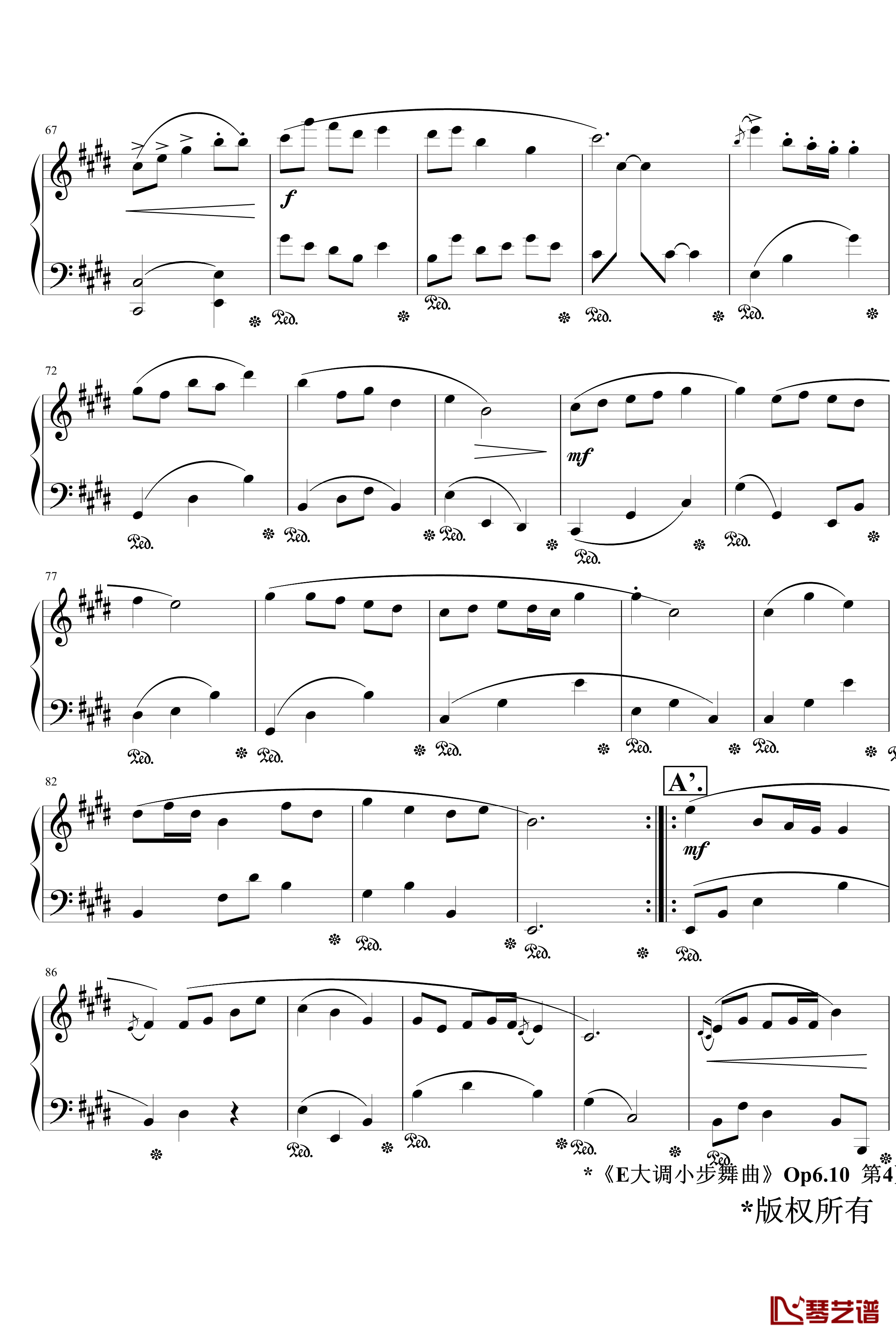 E大调小步舞曲Op6.10钢琴谱-jerry57434