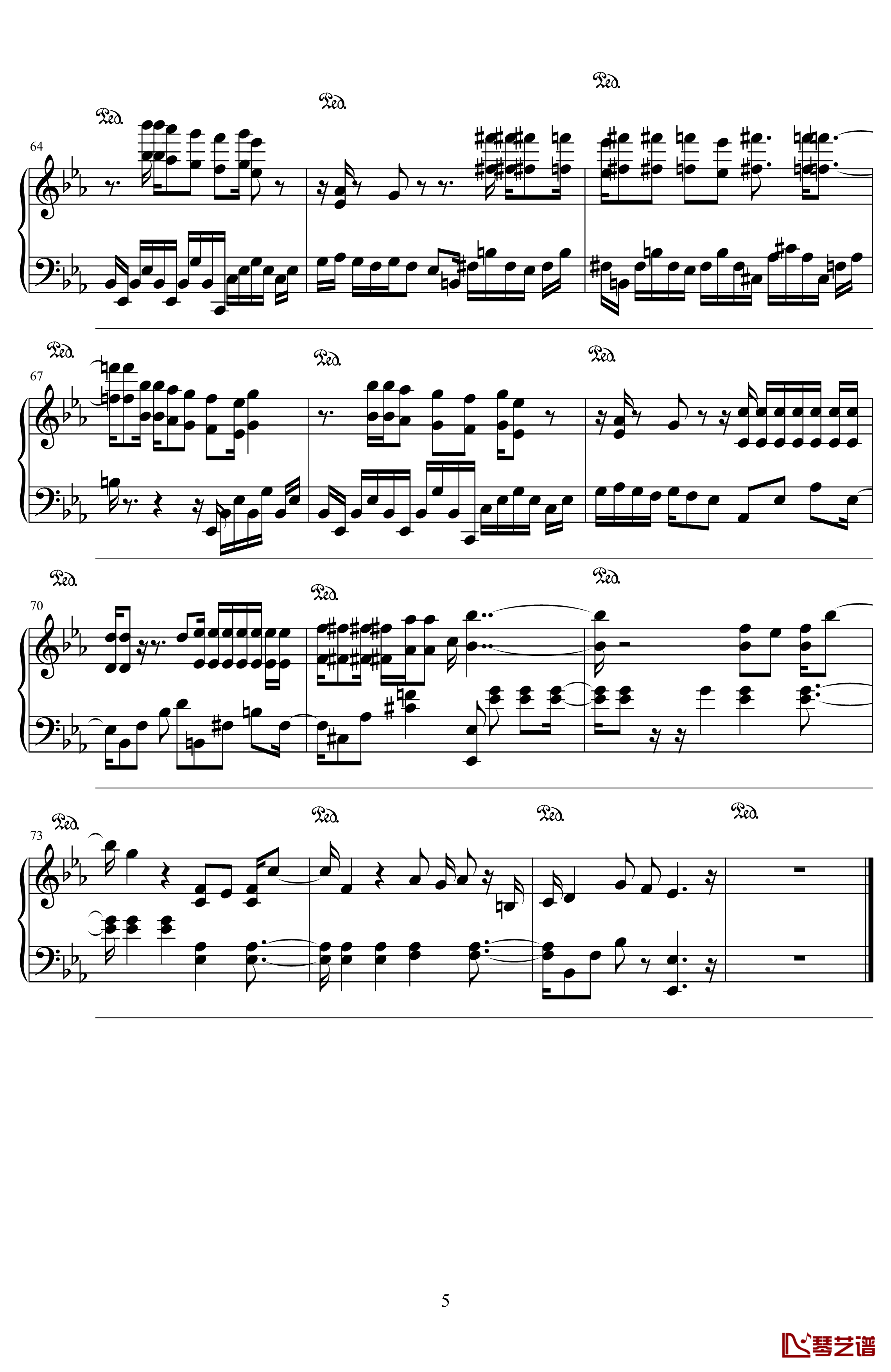 龙珠ED钢琴谱-献给你的罗曼蒂克-桥本潮5