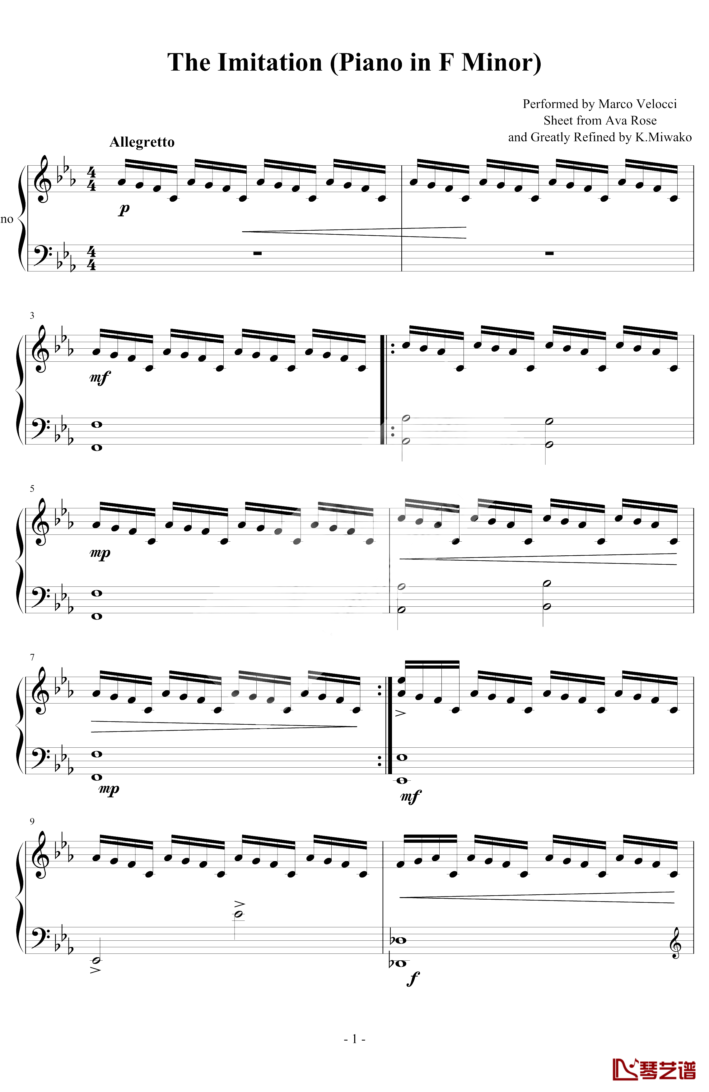 The Imitation钢琴谱-《模仿游戏》主题曲-Piano in F Minor1