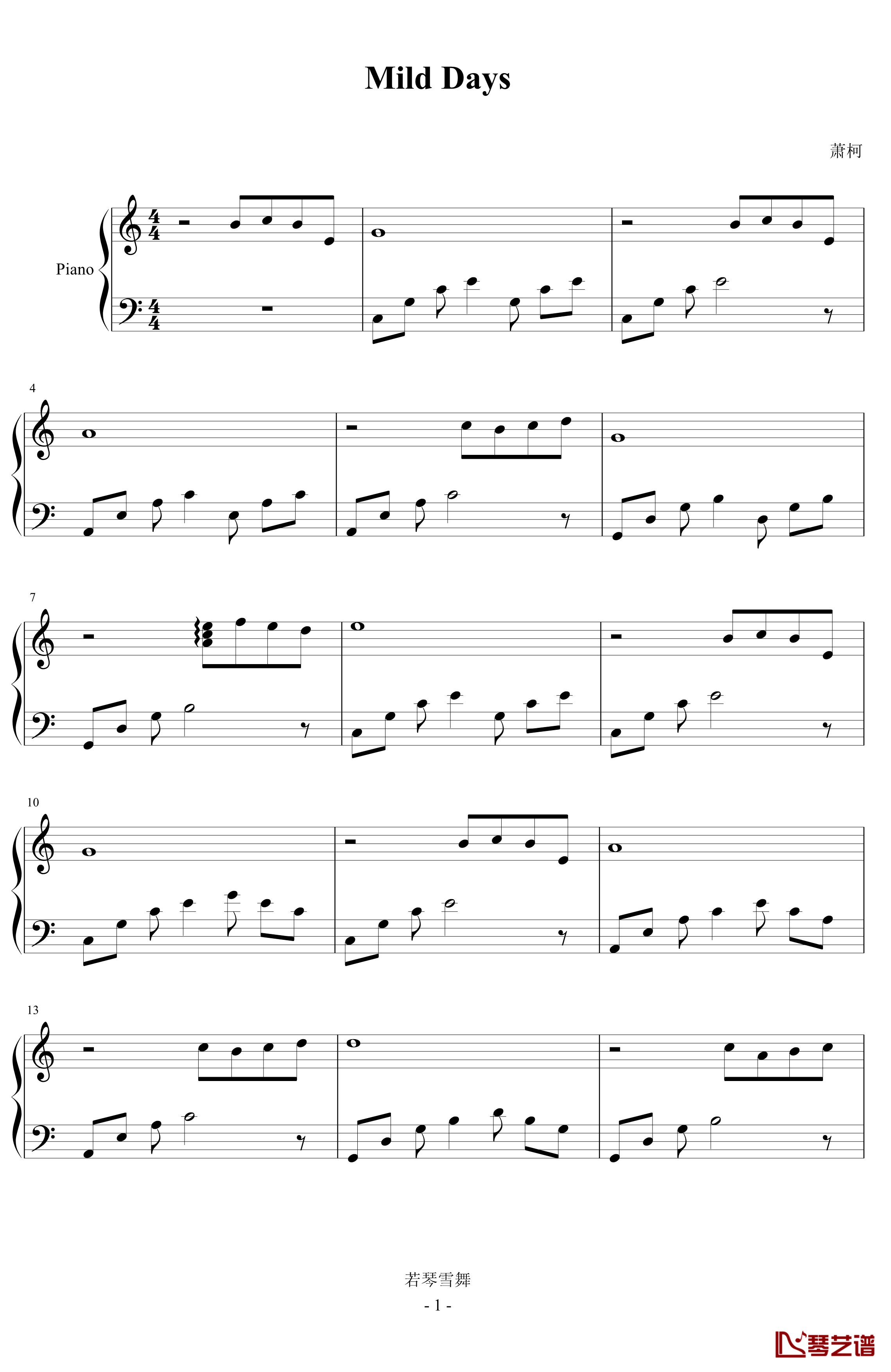 Mild Days钢琴谱-Chopinist1