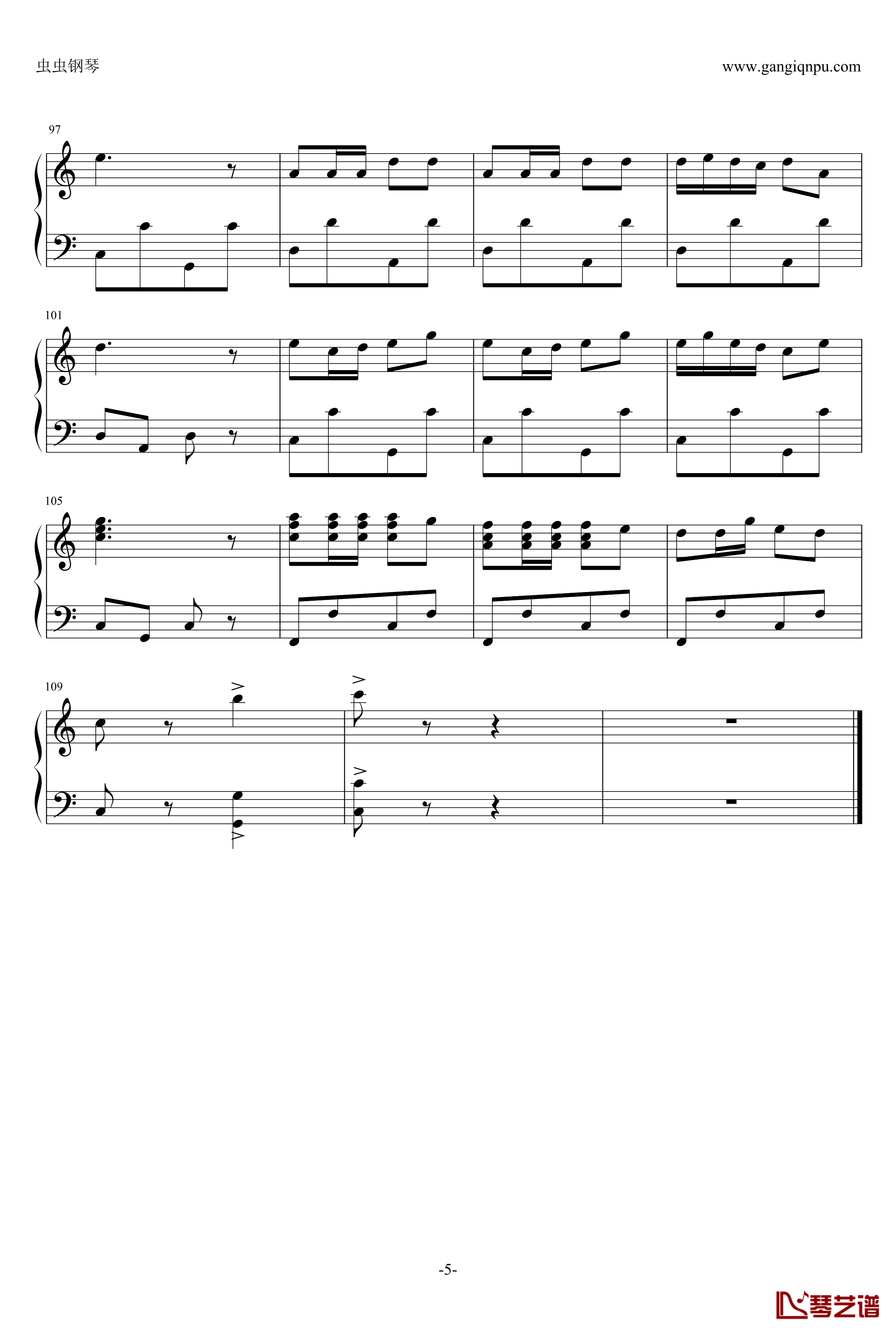 骑兵进行曲钢琴谱-【重制版】-世界名曲5