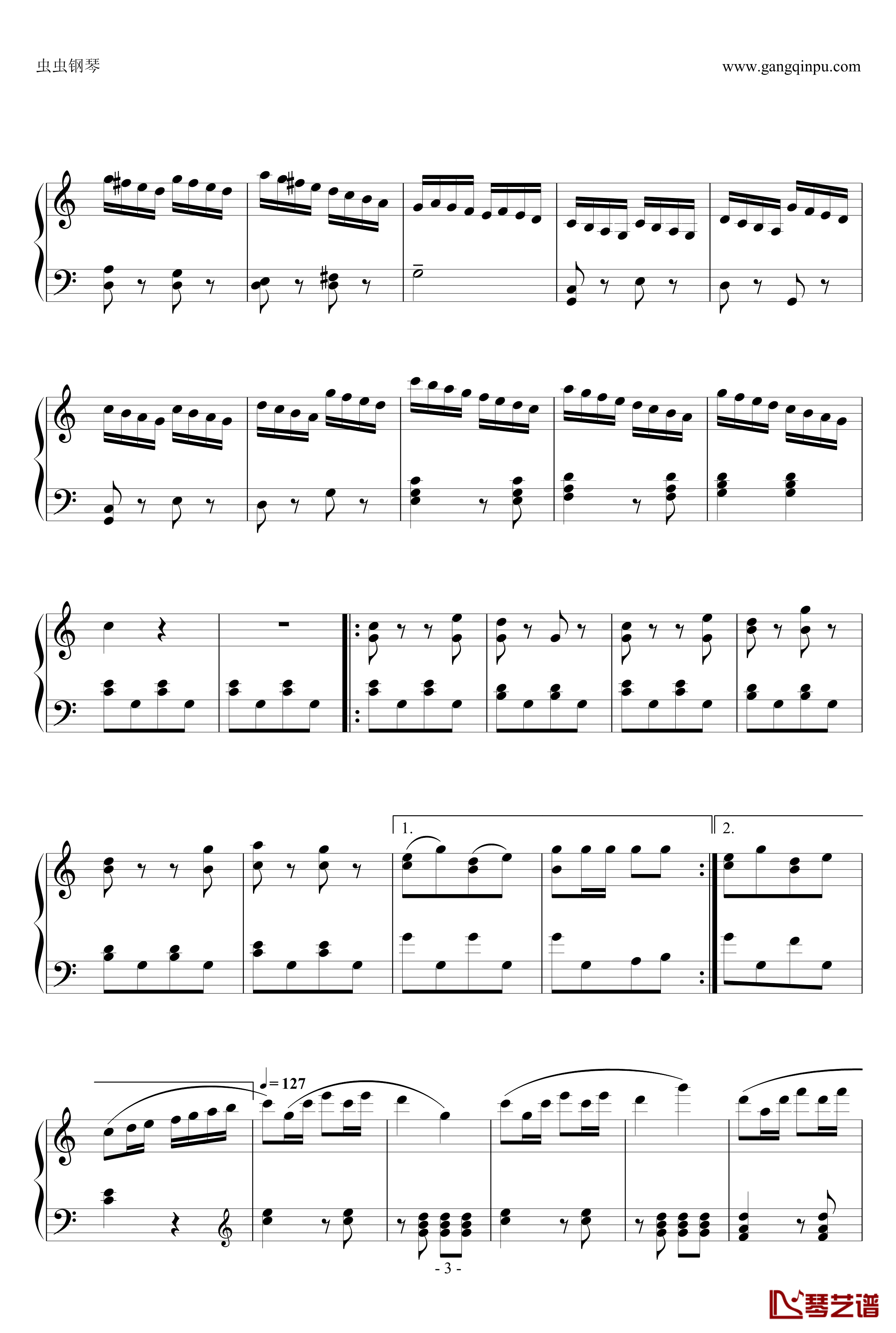 共产儿童团歌钢琴谱-简易变奏曲-甘壁华3