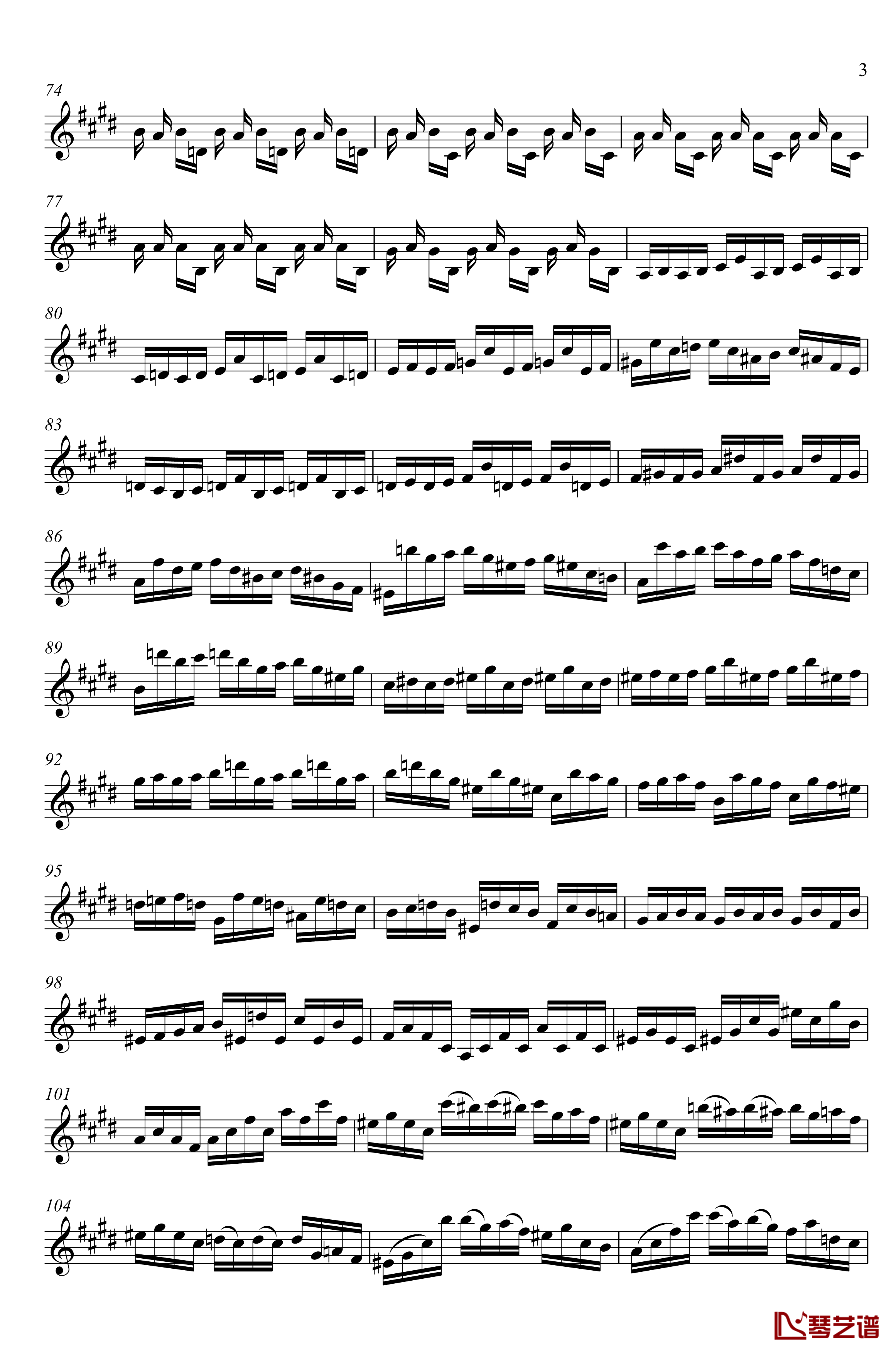 第3号无伴奏小提琴组曲钢琴谱-前奏曲-巴赫3