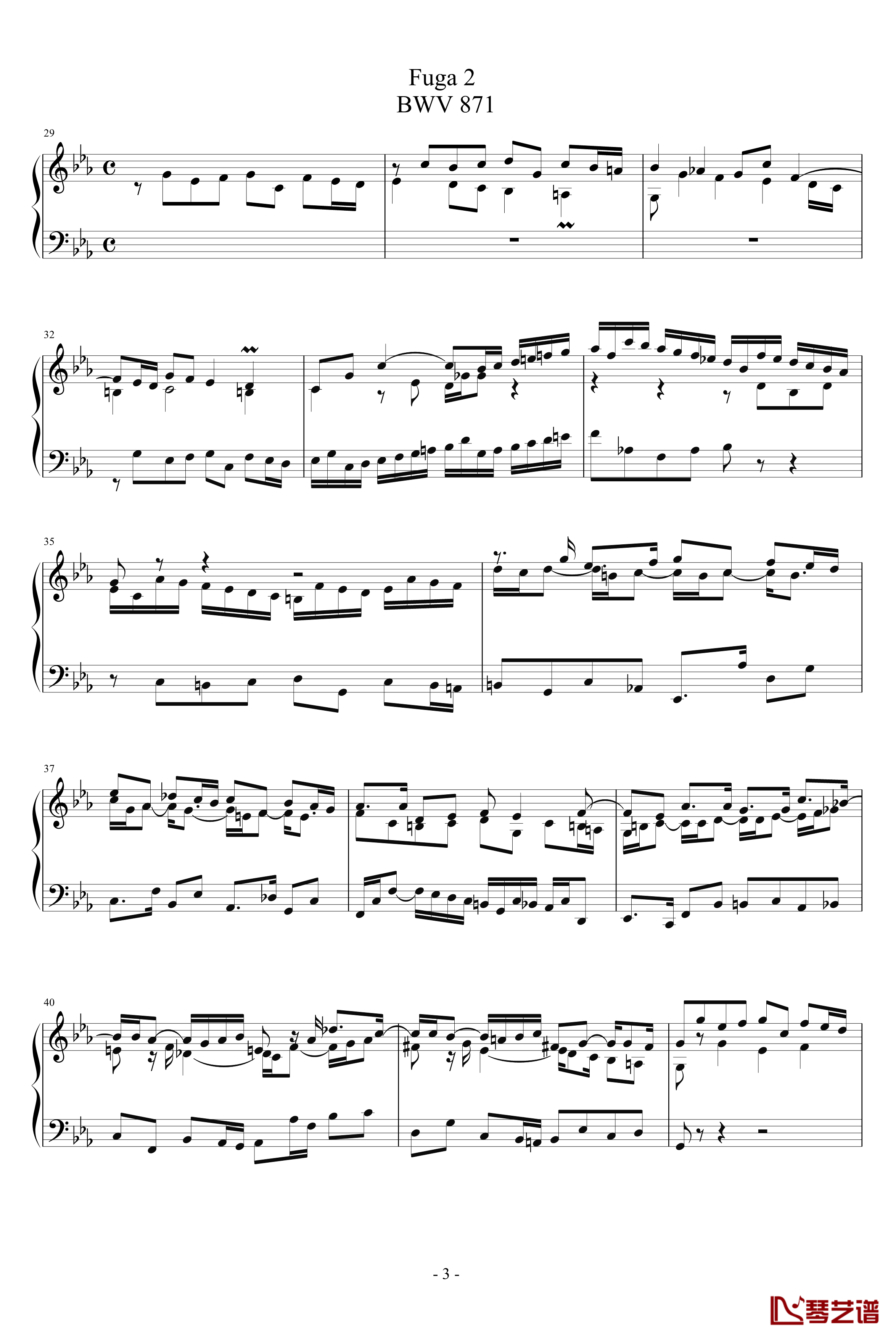 c小调前奏曲与赋格钢琴谱-第二册-巴赫-P.E.Bach3