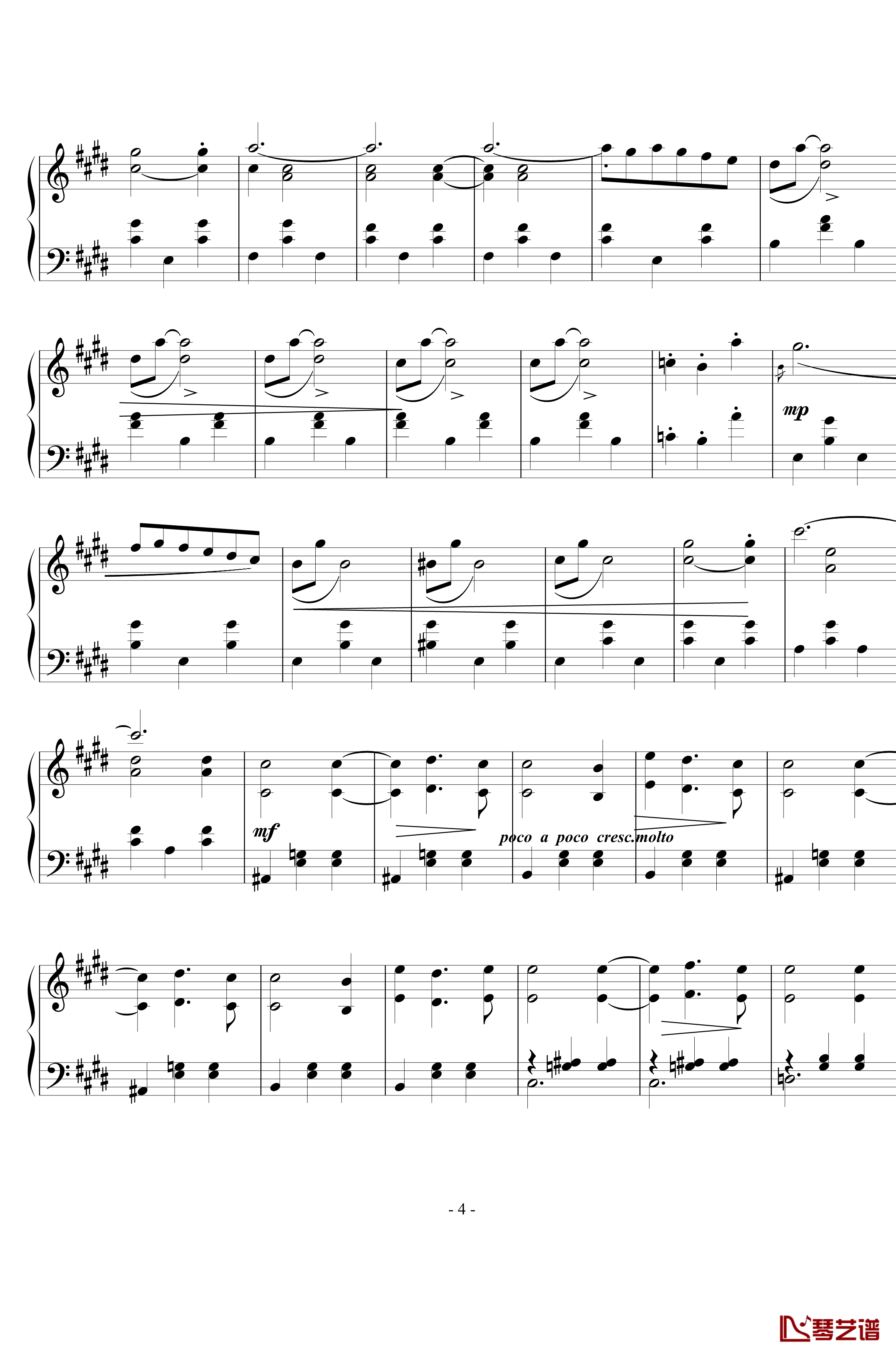 圆舞曲钢琴谱-Op.24  No.5-西贝柳斯4