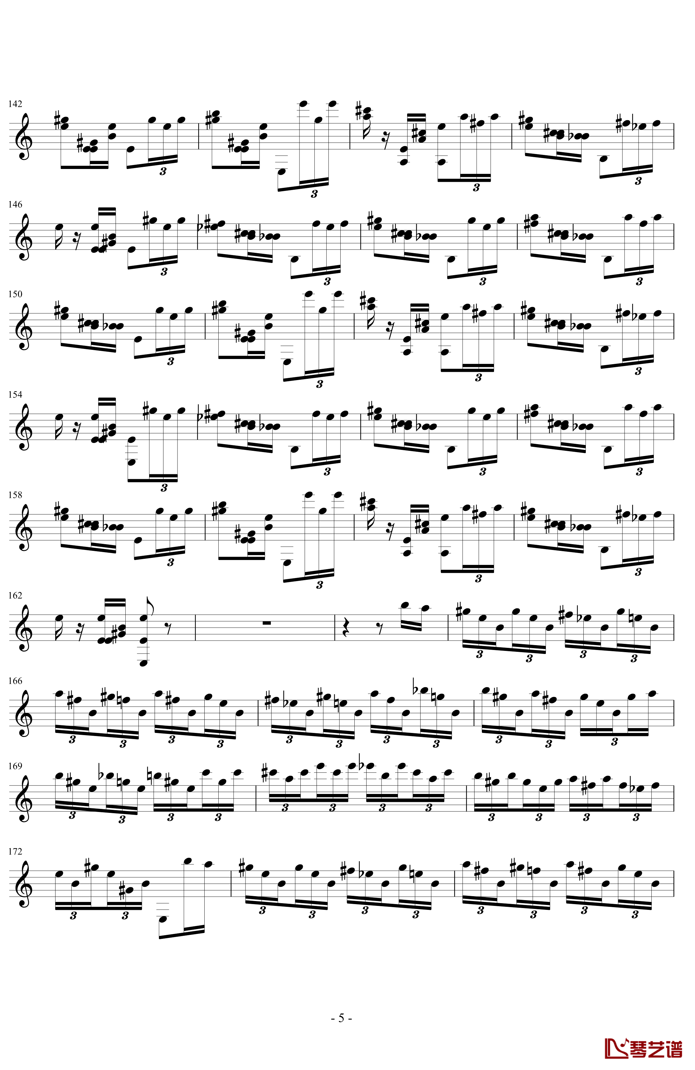 魔笛主题变奏曲钢琴谱-单手-索尔5