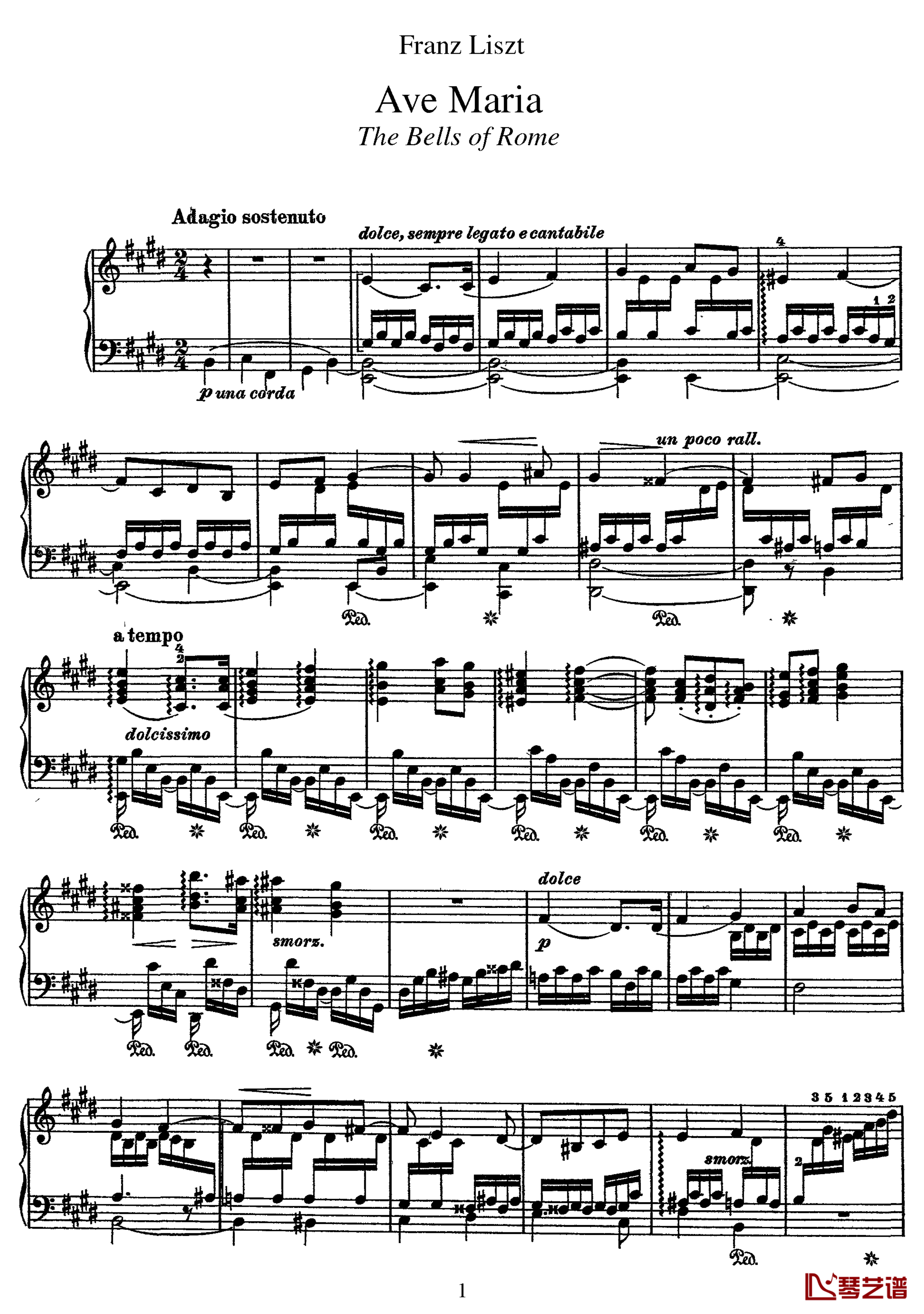 罗马的钟声S.182钢琴谱-李斯特1