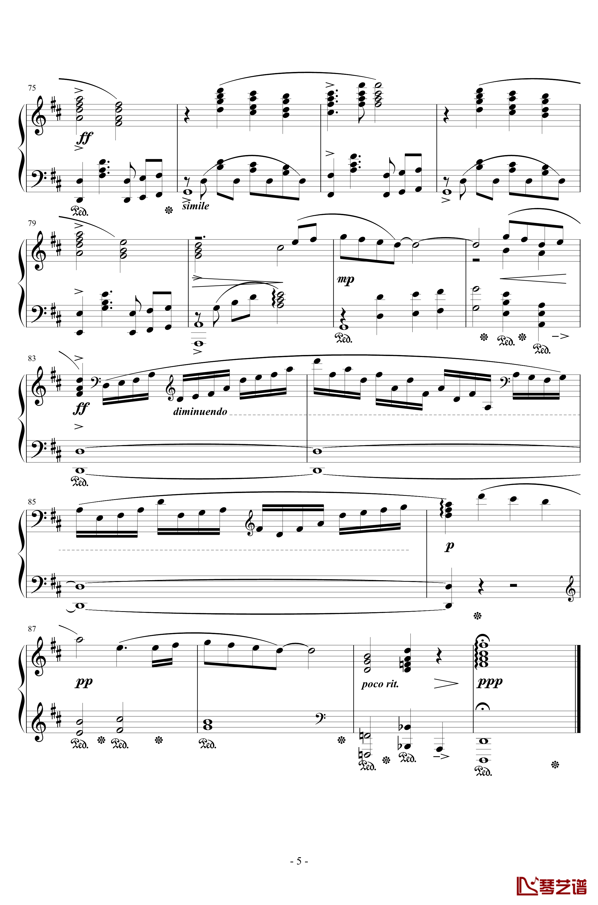 最终幻想7爱丽丝的主题钢琴谱-完整版本-植松伸夫5