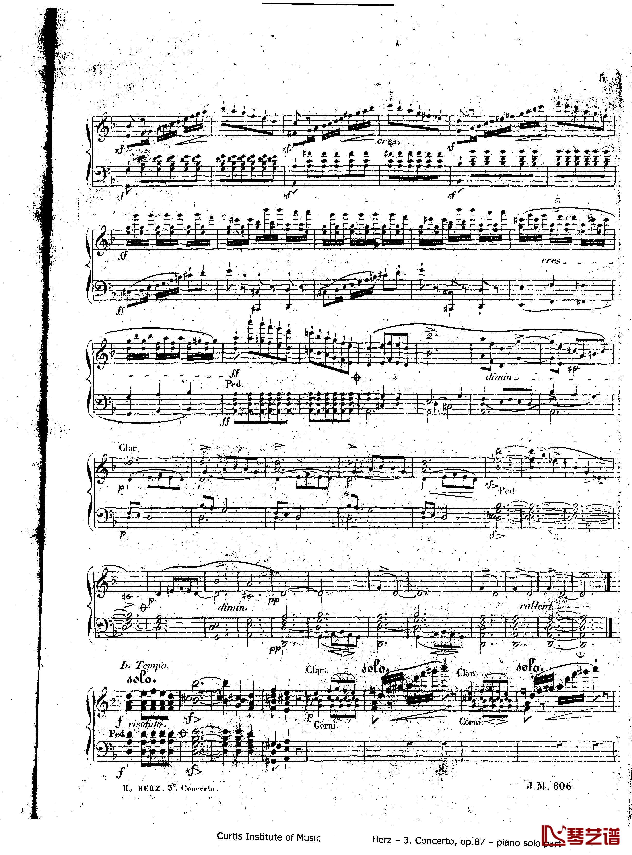 d小调第三钢琴协奏曲Op.87钢琴谱-赫尔兹5