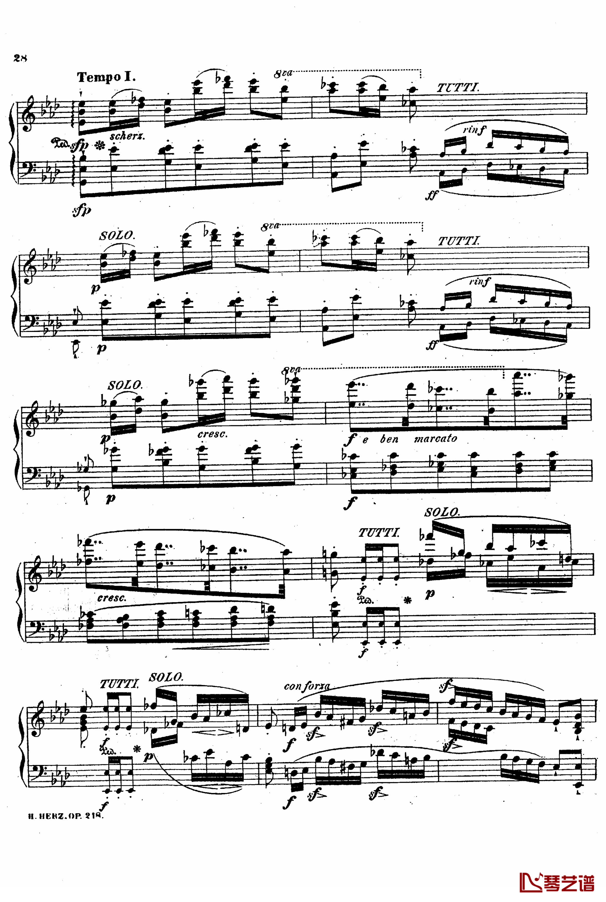 降A大调第八钢琴协奏曲Op.218钢琴谱-赫尔兹27